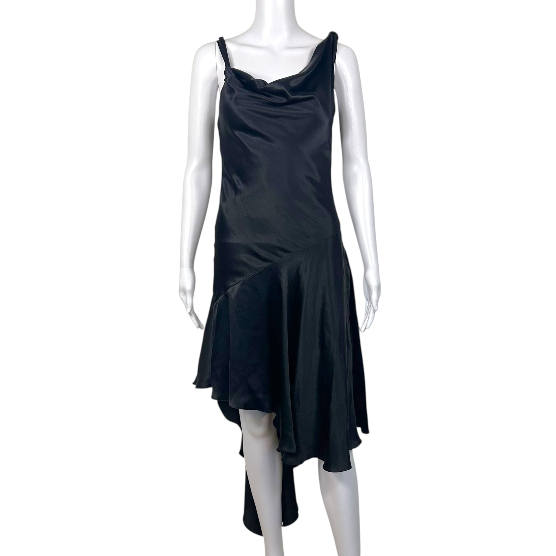 D&G Dolce & Gabbana Black Silk Asymmetrical Silk Midi Dress NEW - Outfit Repeater
