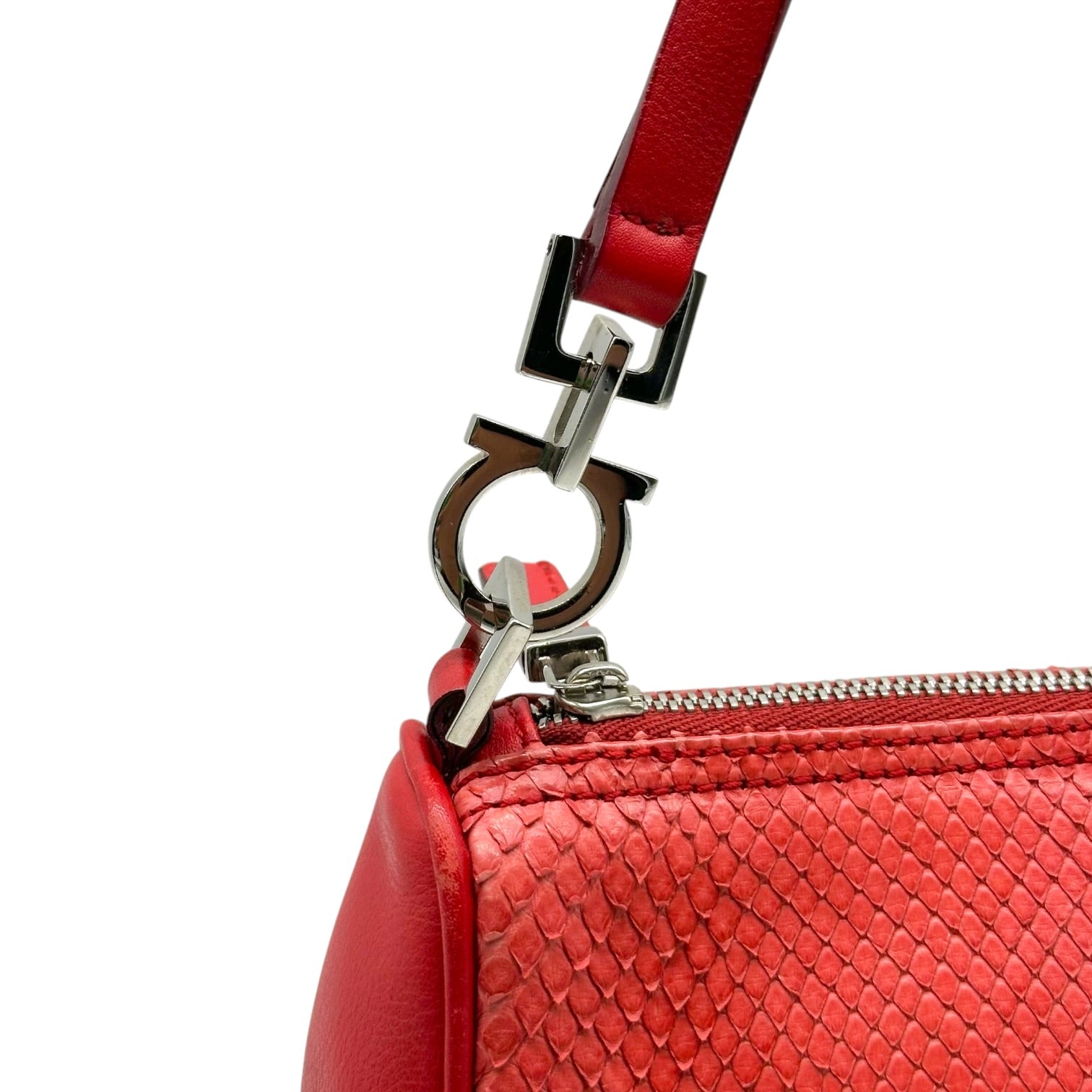 Salvatore Ferragamo Red Python Leather Pochette Bag