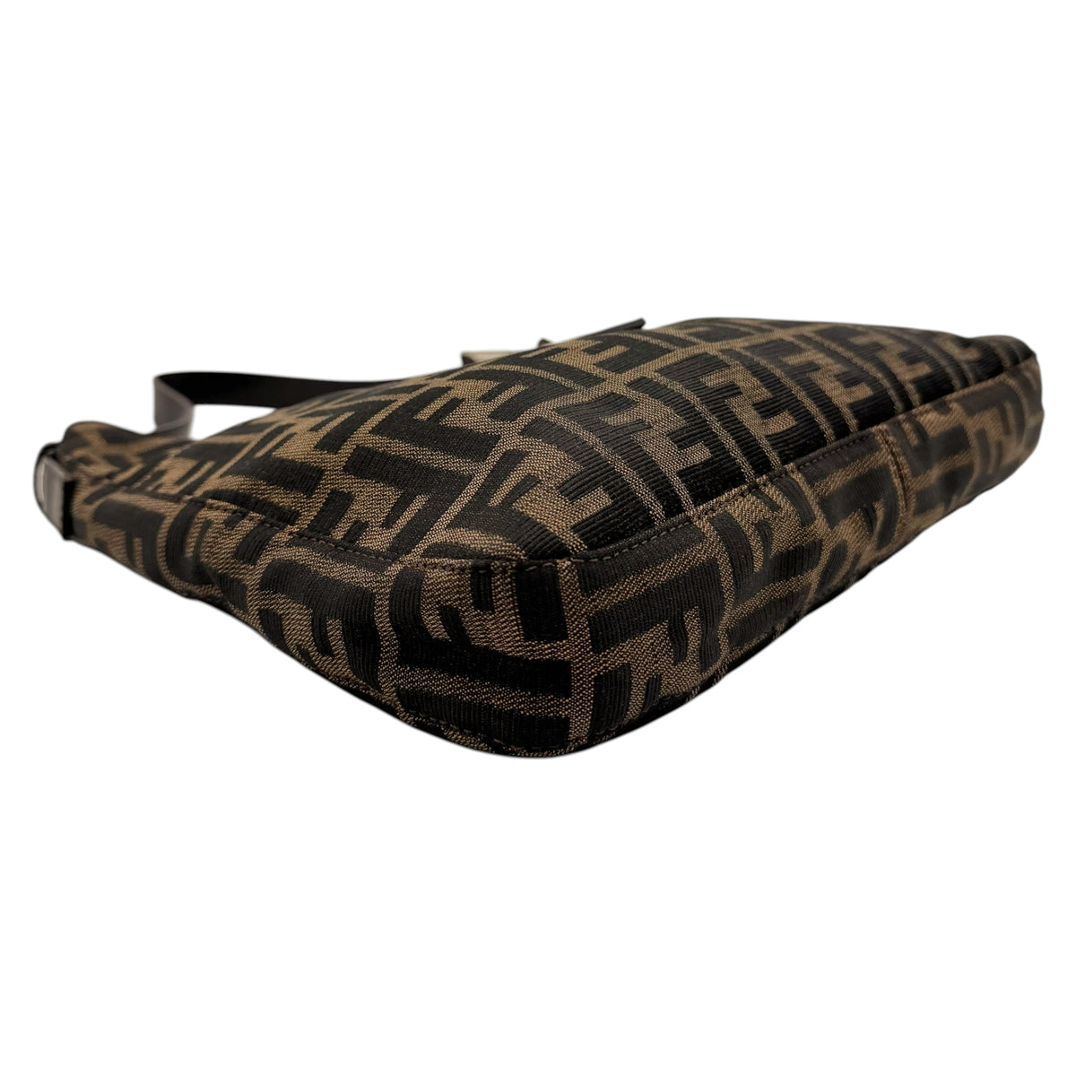 Fendi Brown Monogram Zucca Shoulder Baguette Bag