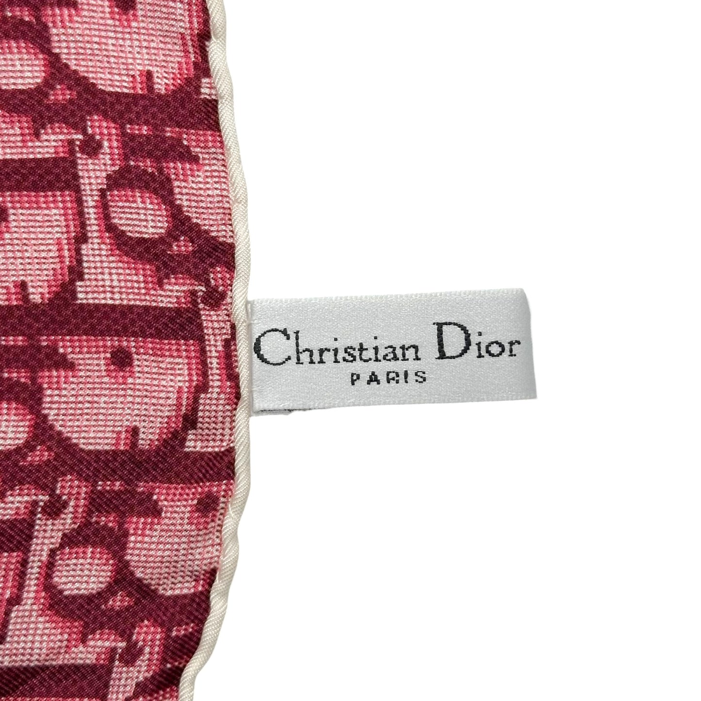 Christian Dior Pink & Burgundy Trotter Monogram Square Silk Scarf