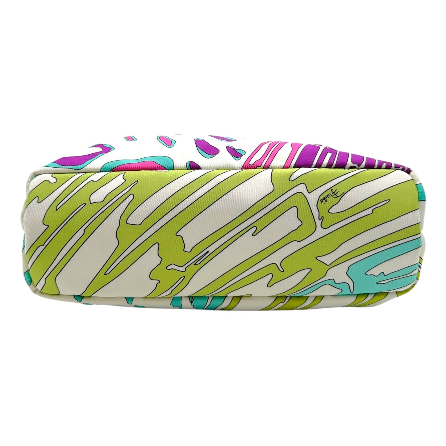 Emilio Pucci Teal Green & Pink Printed Silk Pochette Bag