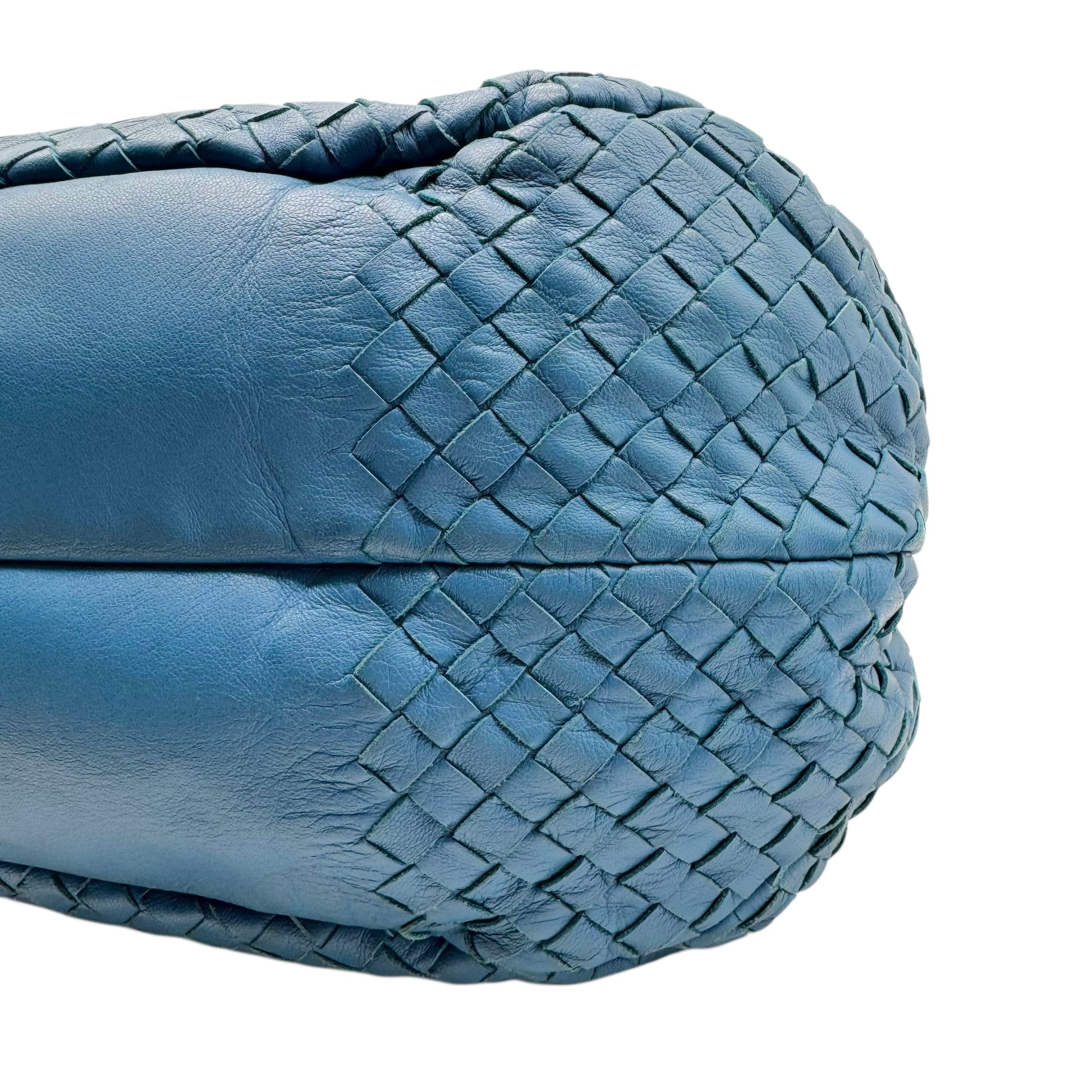 Bottega Veneta Blue Intrecciato Lambskin Large Hobo Shoulder Bag - Outfit Repeater