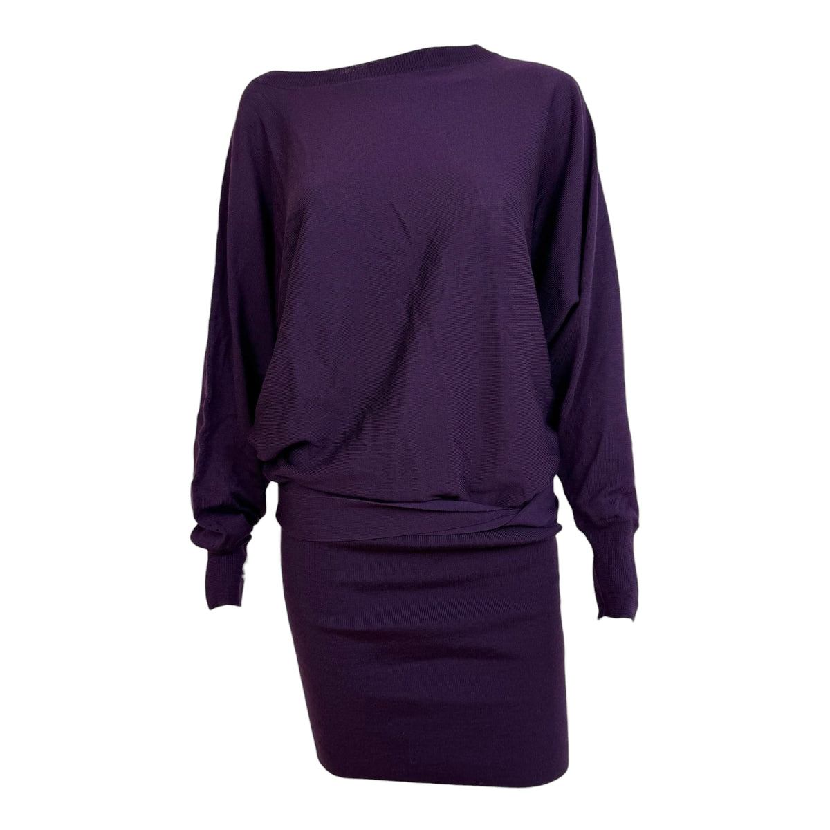 Jean Paul Gaultier Wool Knit Wrap Mini Dress Deep Purple