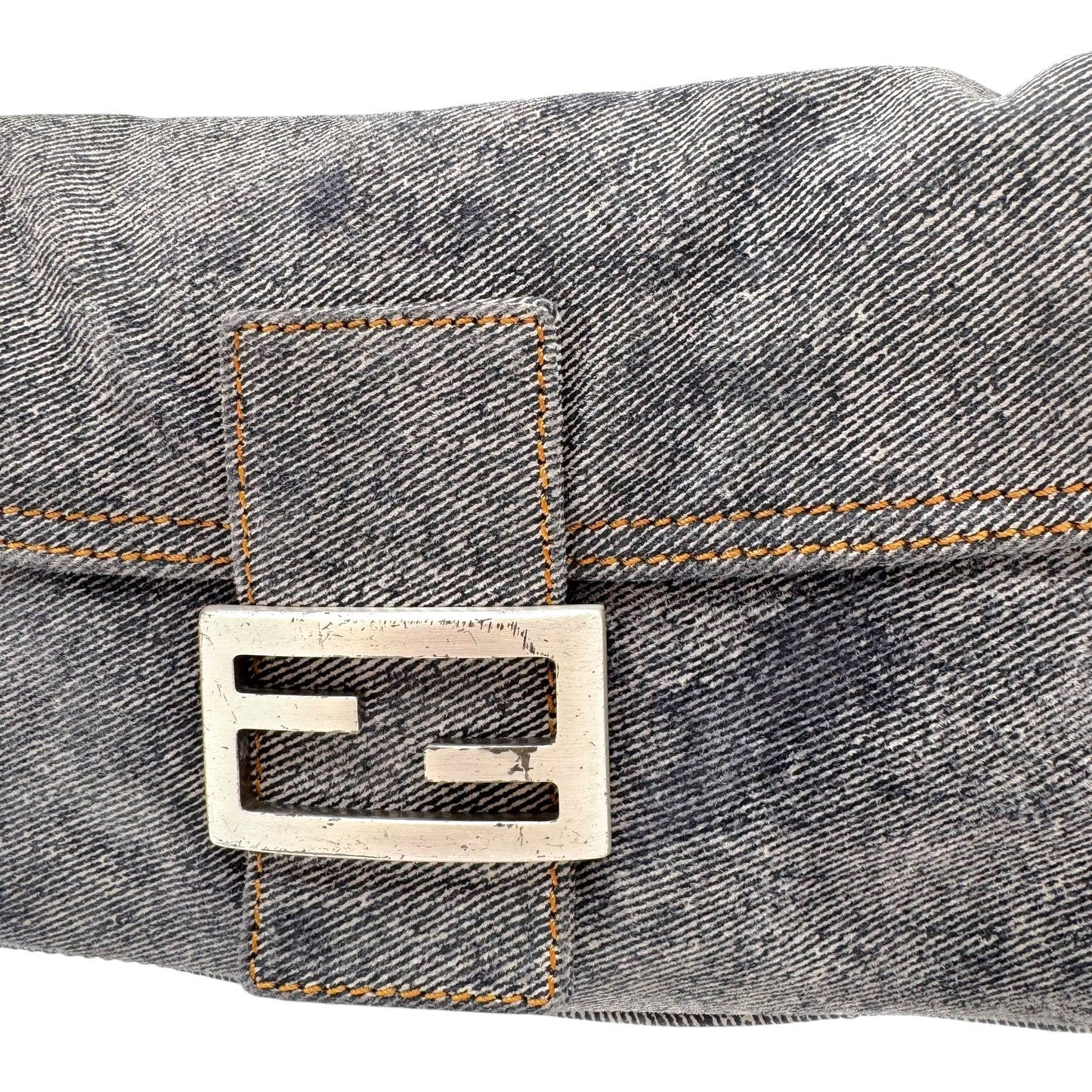 Fendi Blue 'Denim' Suede Baguette Bag - Outfit Repeater