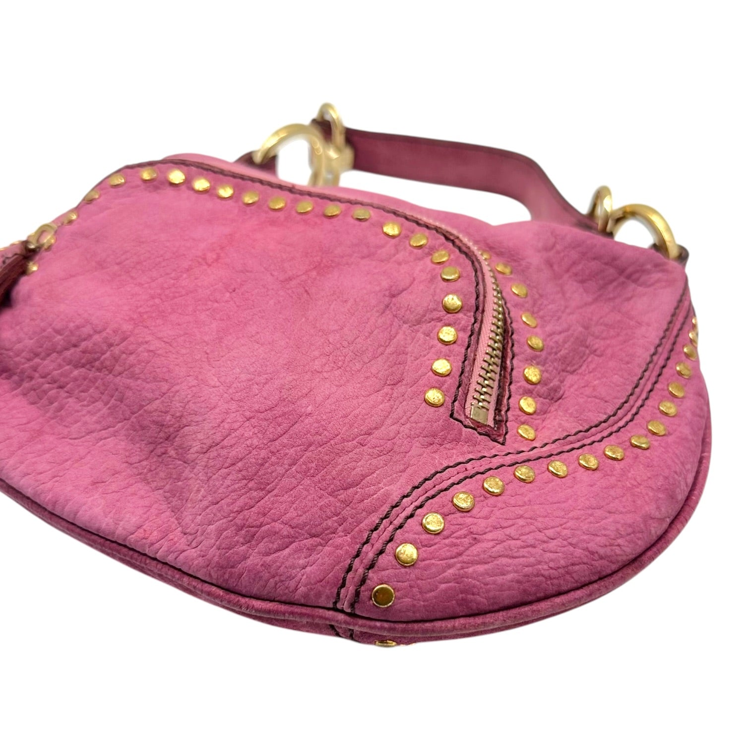 Fendi Mini Shoulder Bag Purple Suede Gold Studs