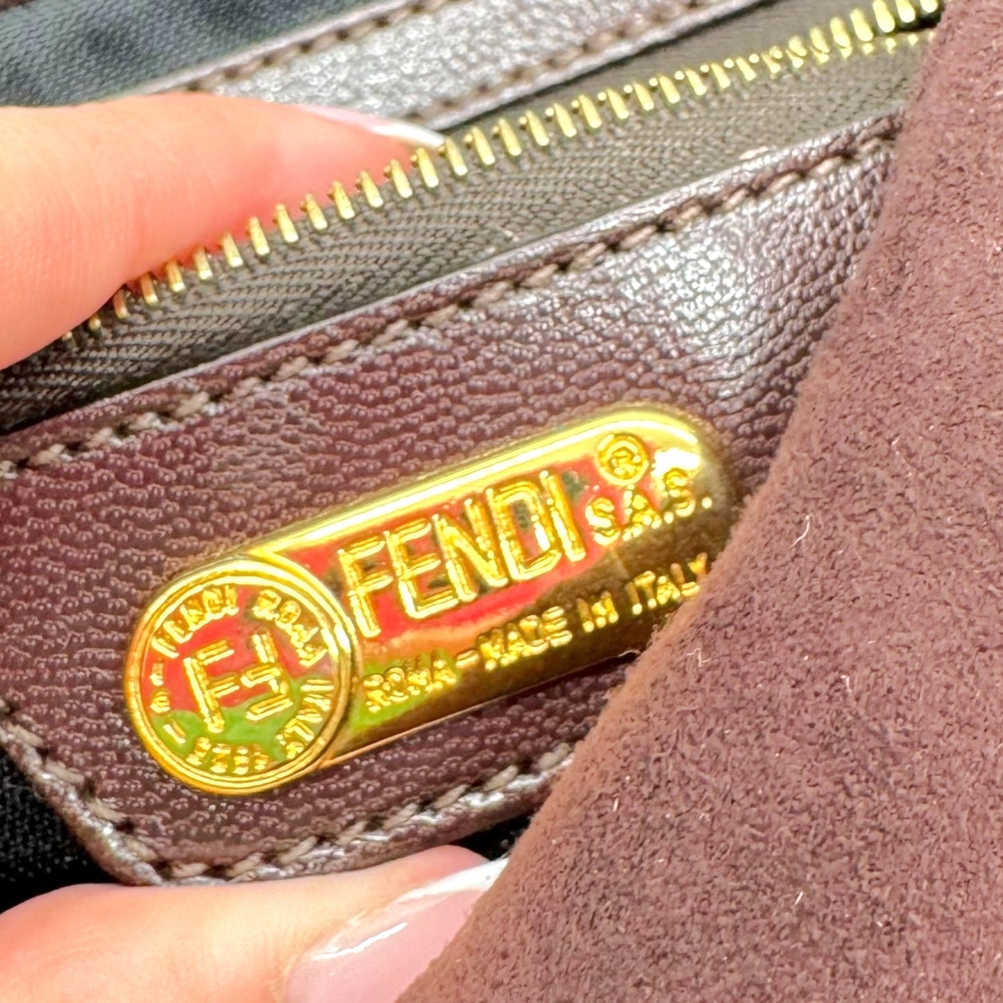 Fendi Brown Suede & Leather Baguette Bag