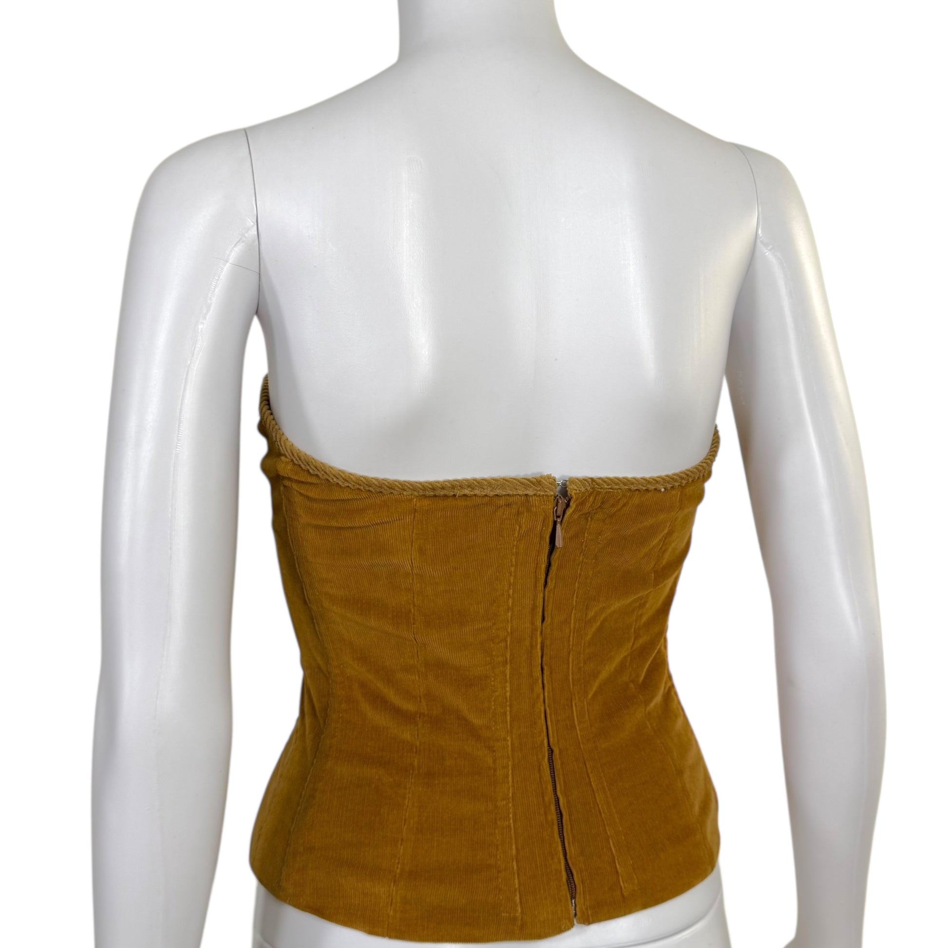 D&G Dolce & Gabbana Brown Corduroy Strapless Corset Top NEW - Outfit Repeater