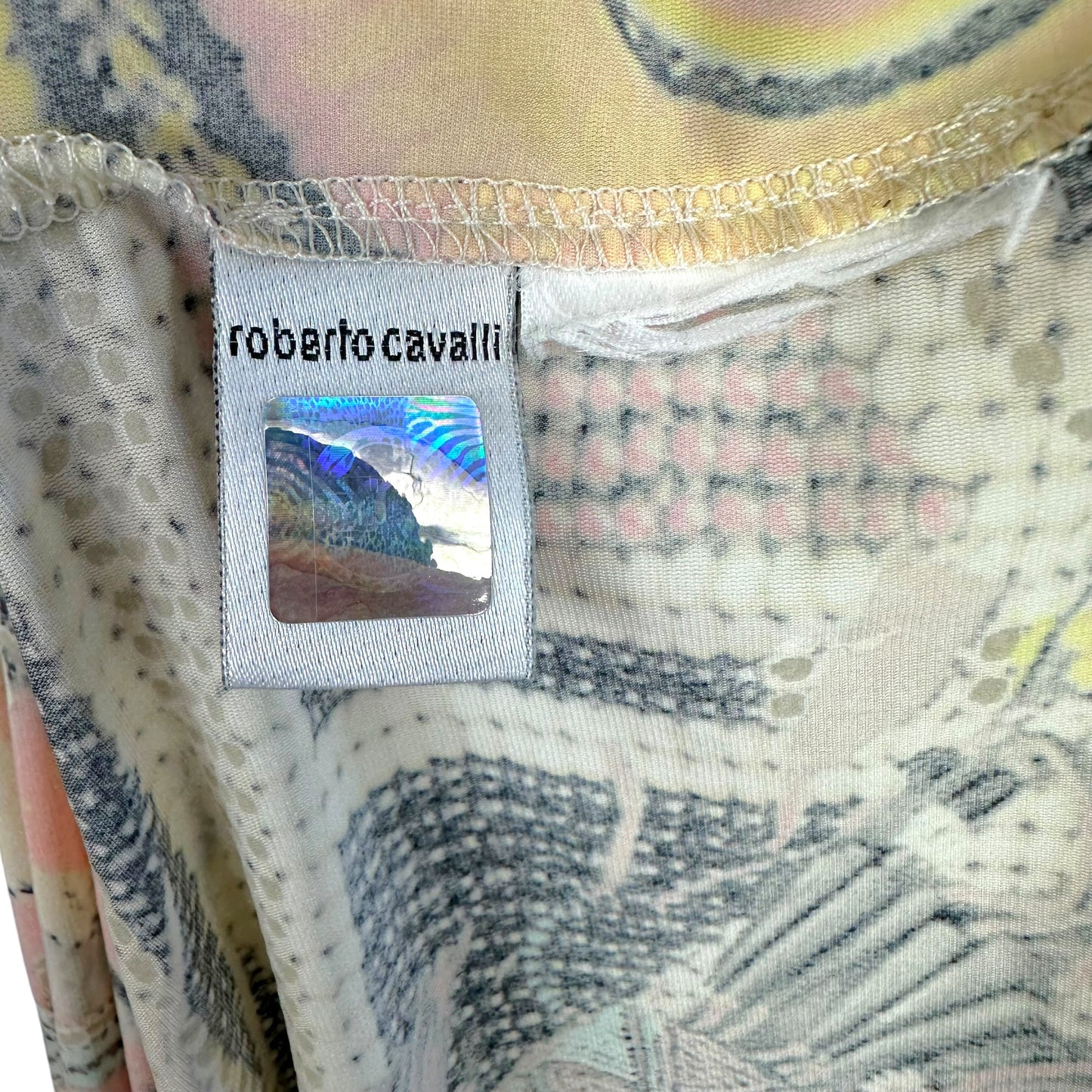 Roberto Cavalli S/S 2003 Metallic & Pastel Printed Silk Blouse