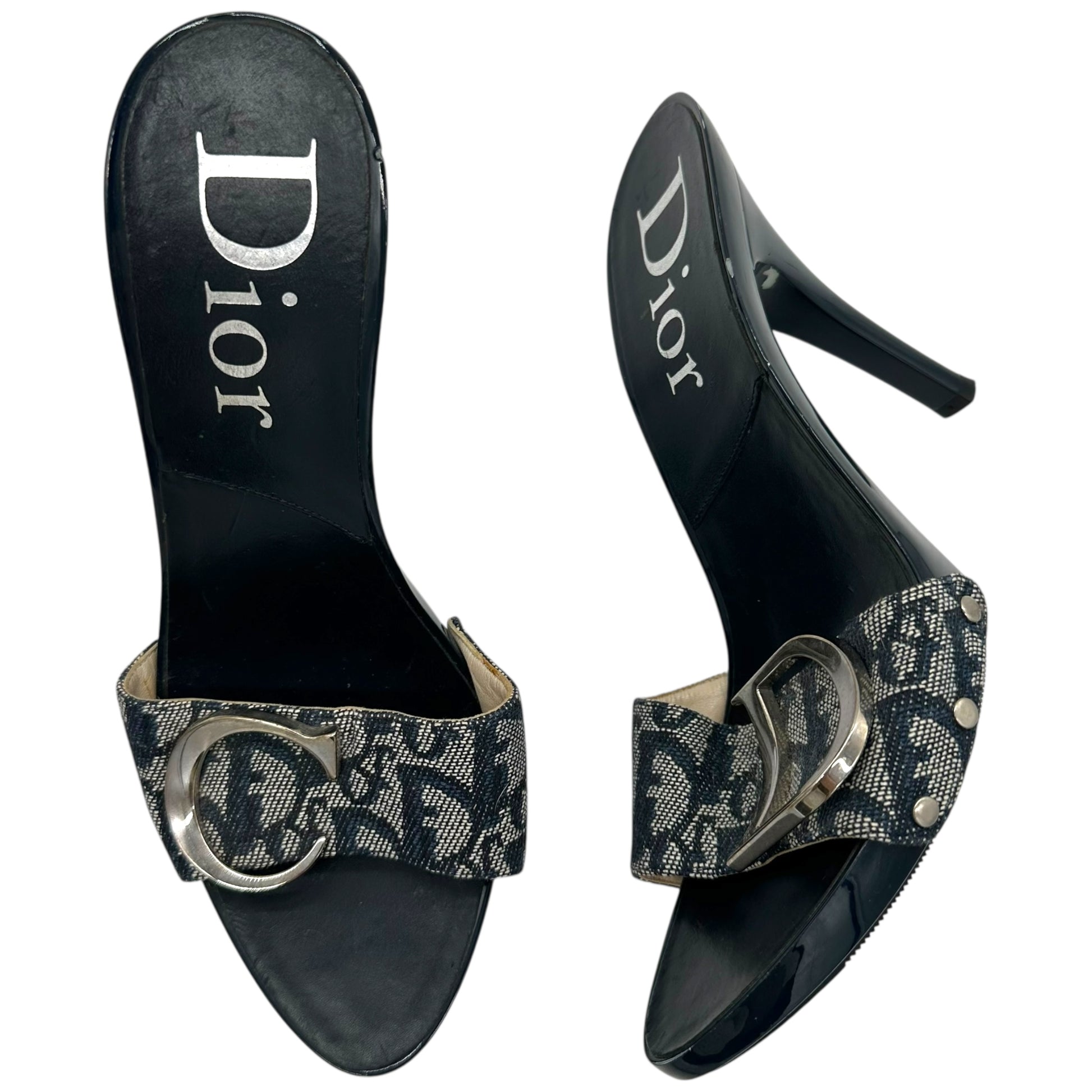Christian Dior Blue Monogram Platform Mule Heels - Outfit Repeater