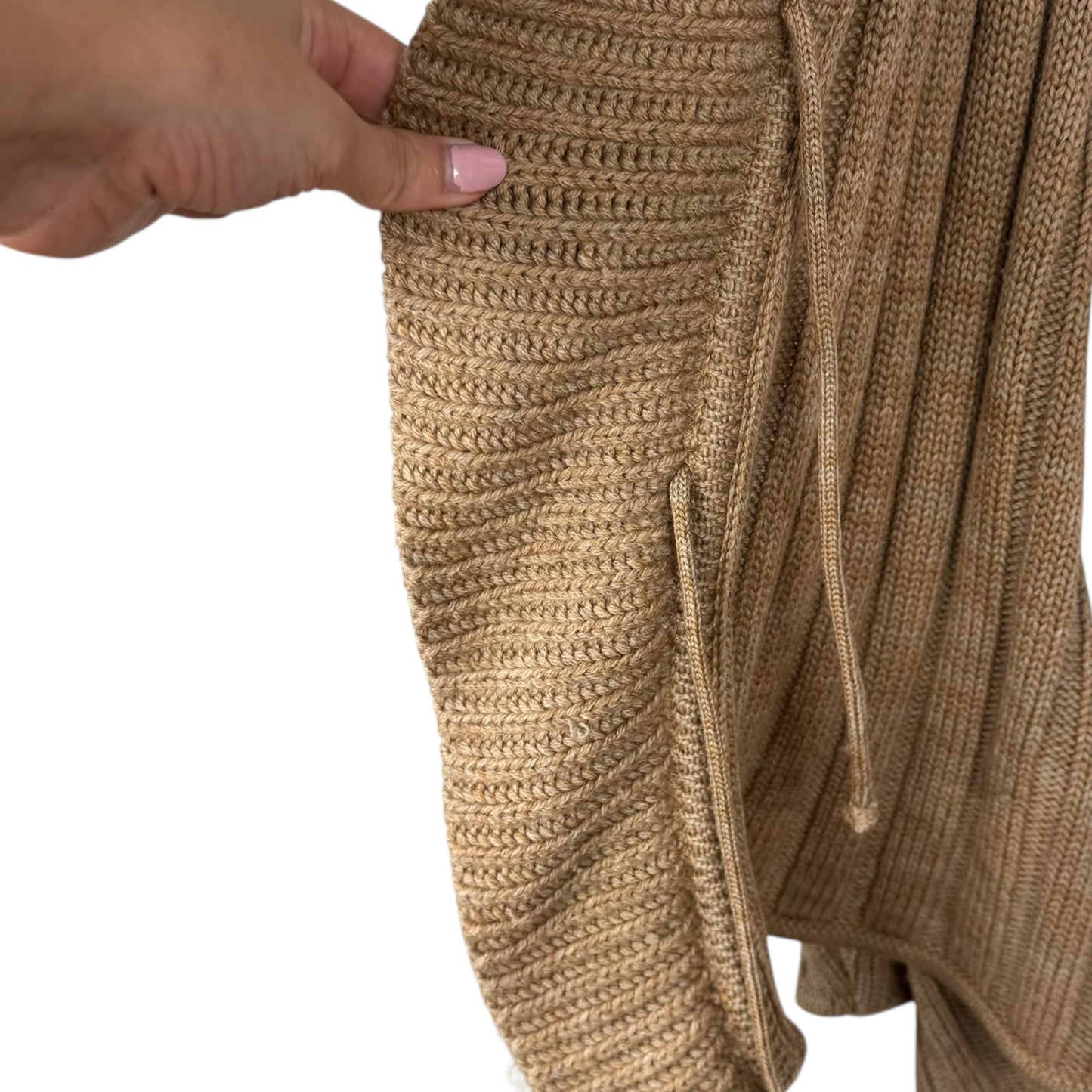 Roberto Cavalli Class Tan Mongolian Sheep Fur Trim Oversized Cardigan