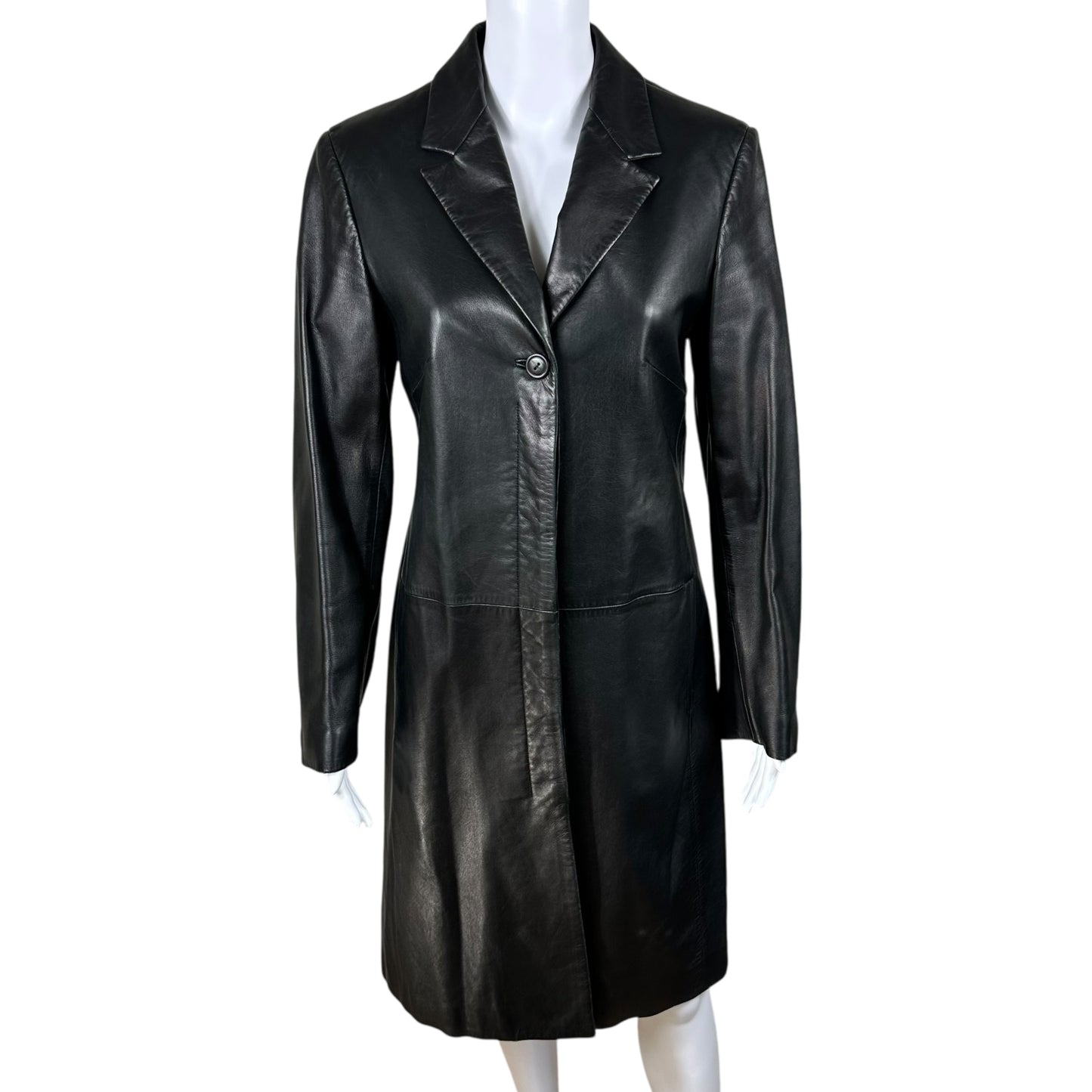 Versace Versus 90's Black Leather Longline Coat