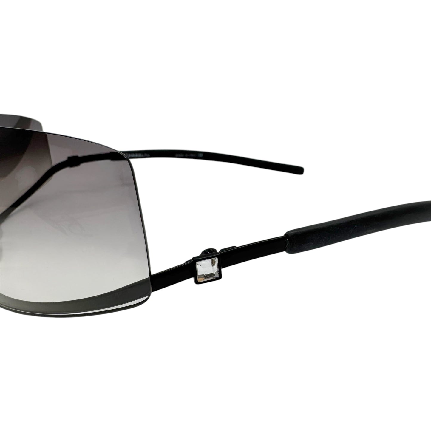 Chanel 4066-B Gray Gradient Lens Bottom Rim & Crystal Arm Wrap Sunglasses w/ Case