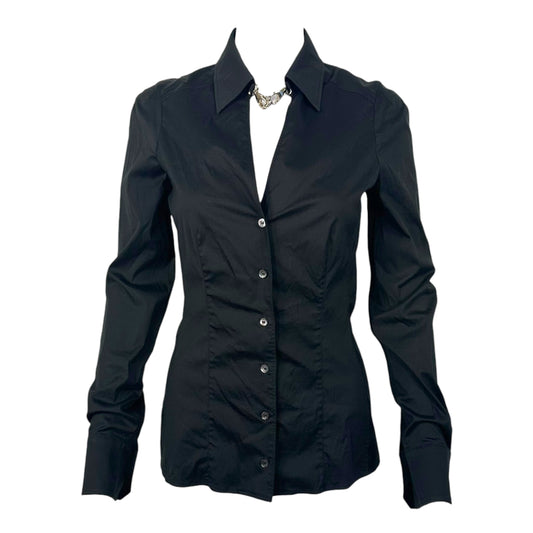 Gucci 2006 Black 'Choker' Hardware Button Up Blouse - Outfit Repeater