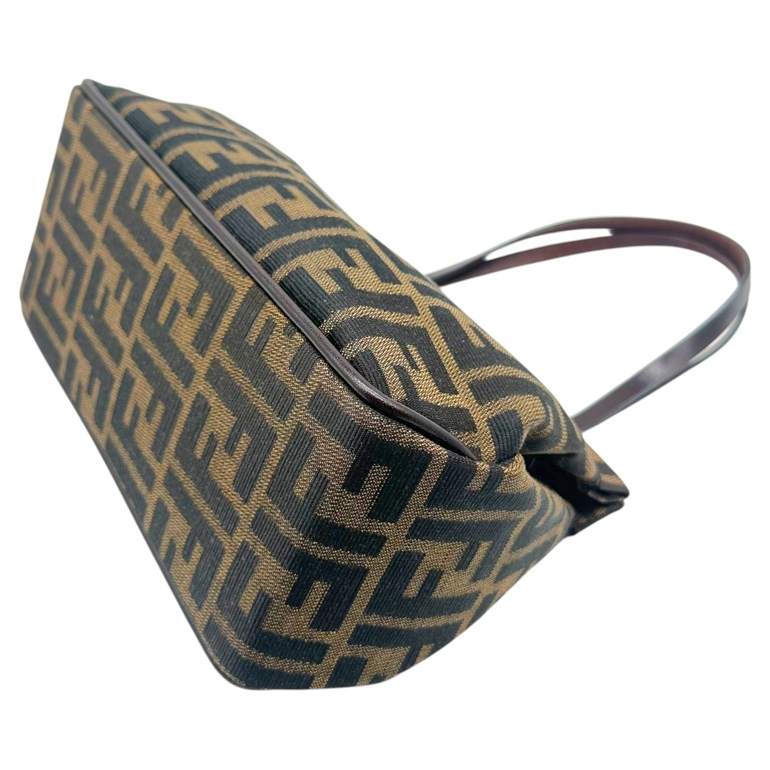 Fendi Kisslock Handbag Brown Black Zucca Monogram