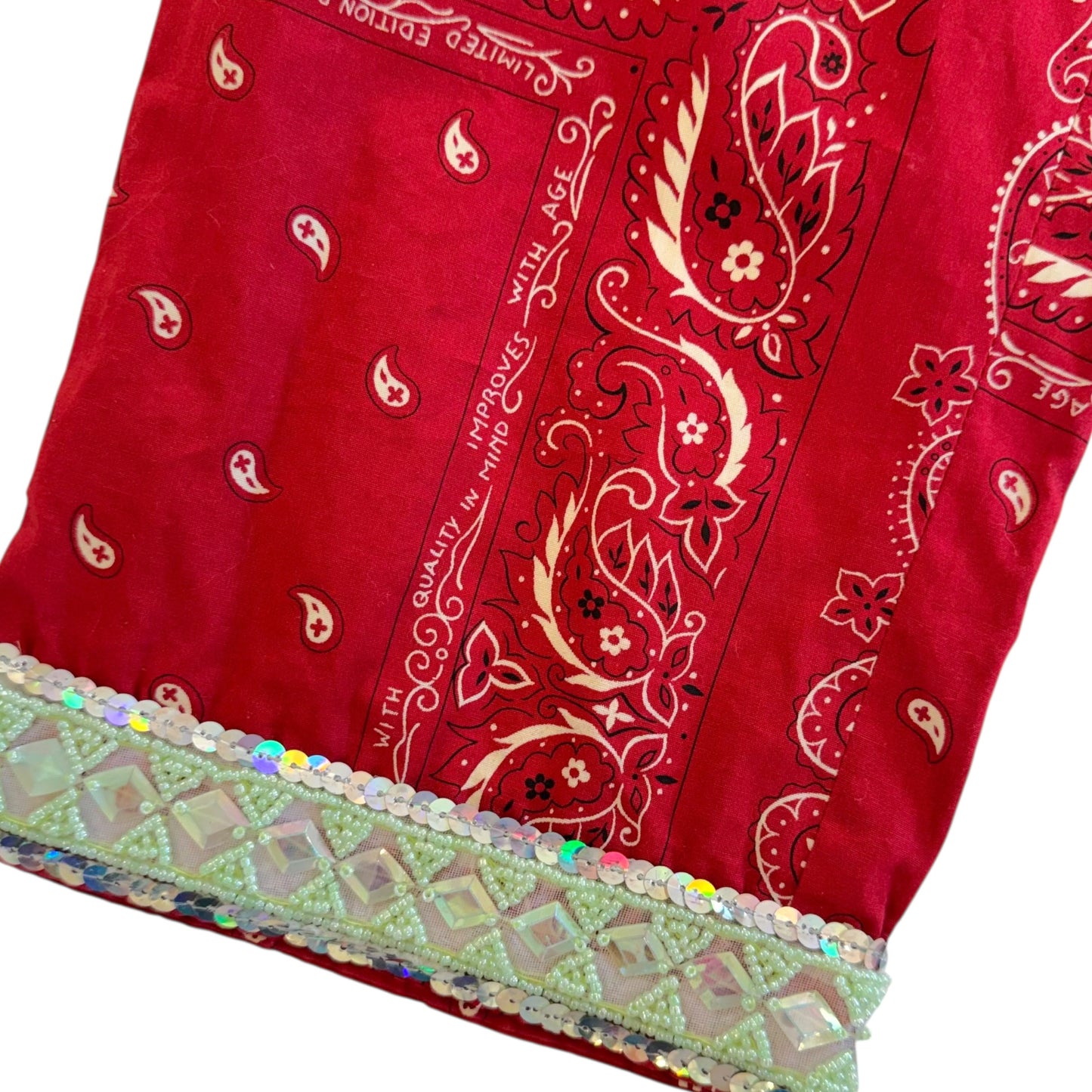 D&G Dolce & Gabbana Red Bandana Print Sequin Capri Pants