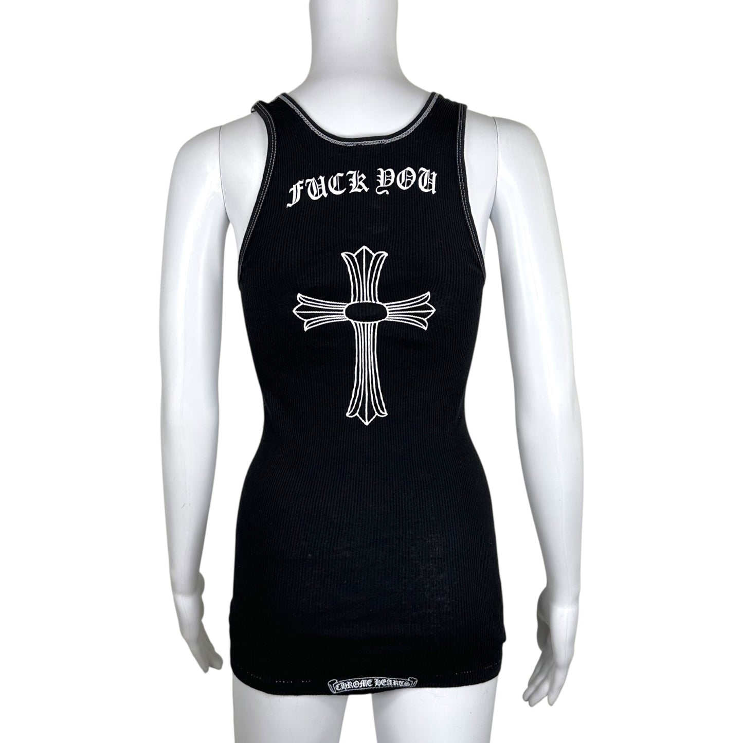 Chrome Hearts Vintage Black Cross Fuck You Logo Graphic Tank Top