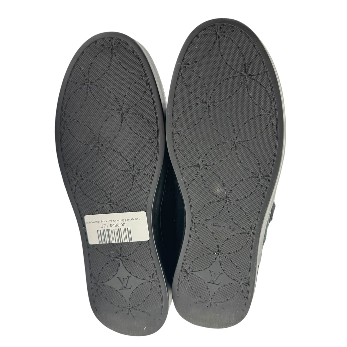 Louis Vuitton Black Sheepskin Ugg Buckle Boots