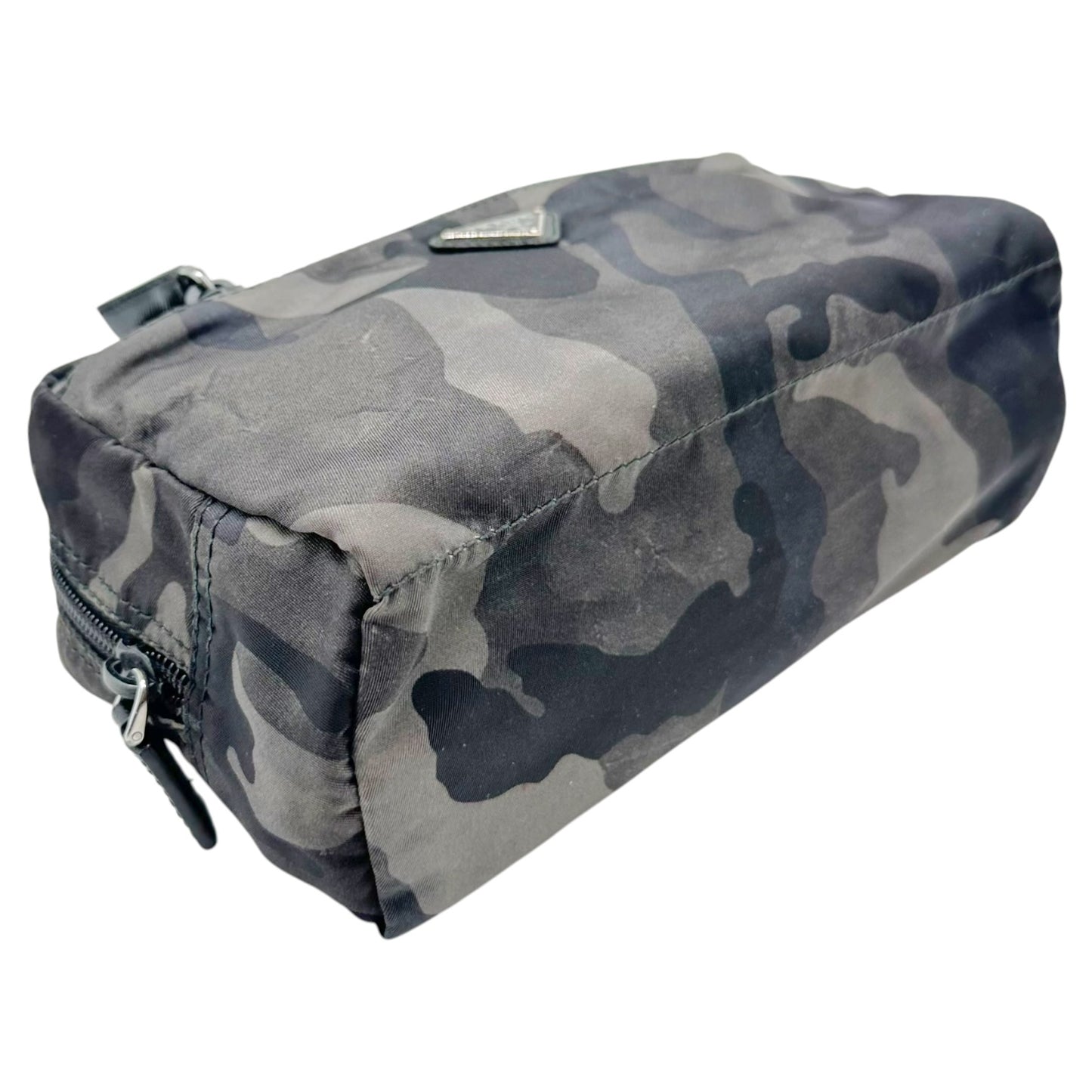 Prada Gray Camouflage Print Cosmetic Bag