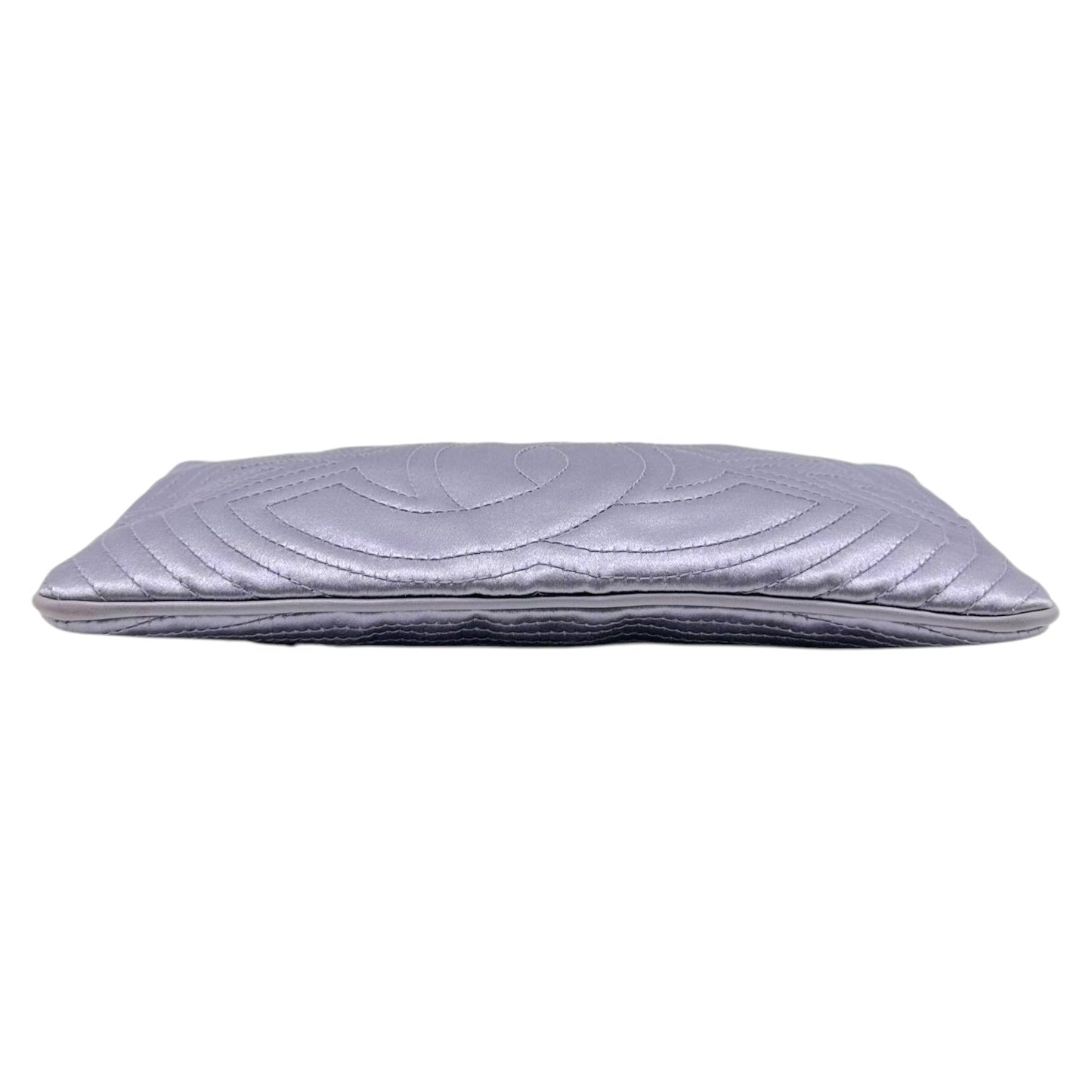 Chanel Silk Pochette Bag Light Purple Embroidered Logo