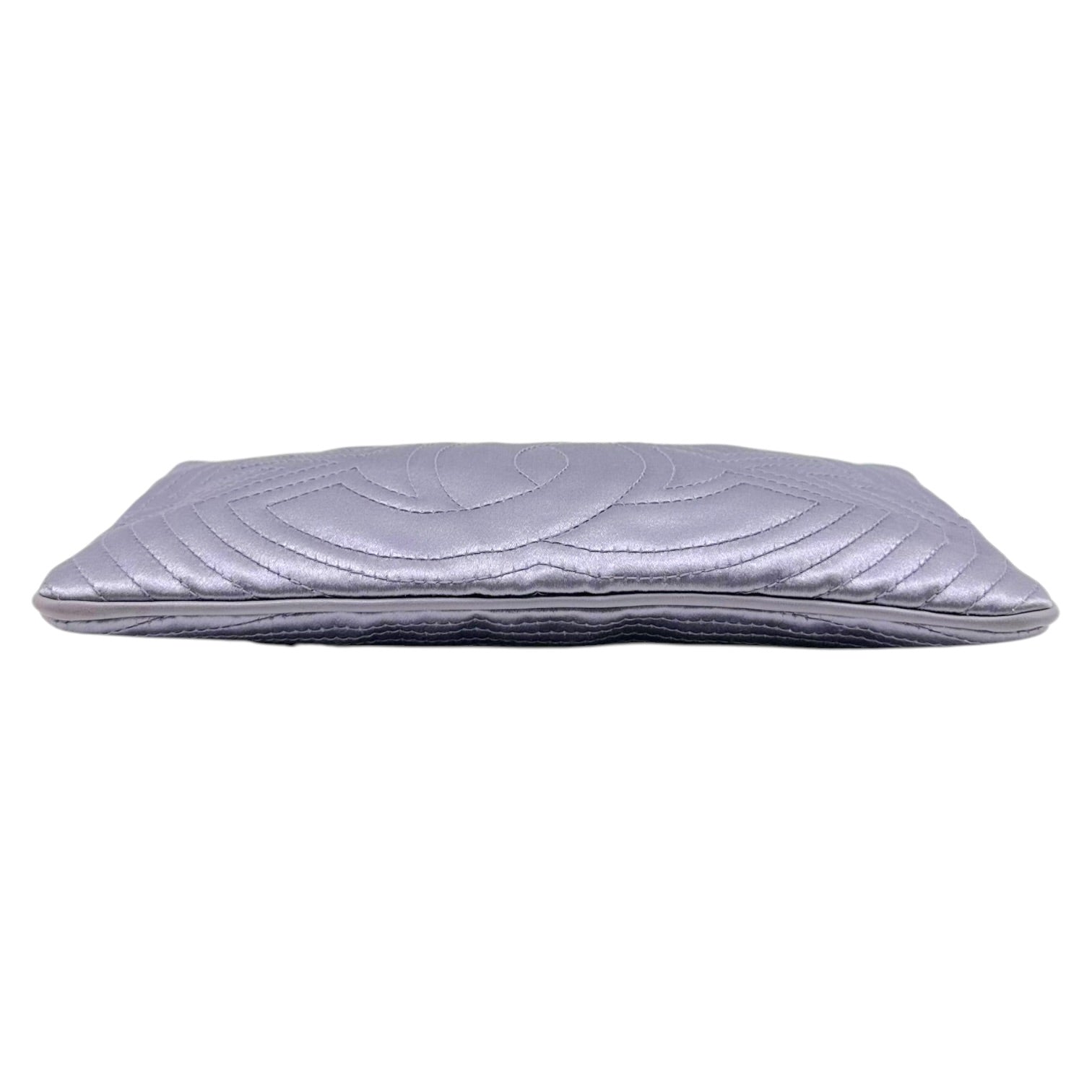 Chanel Silk Pochette Bag Light Purple Embroidered Logo
