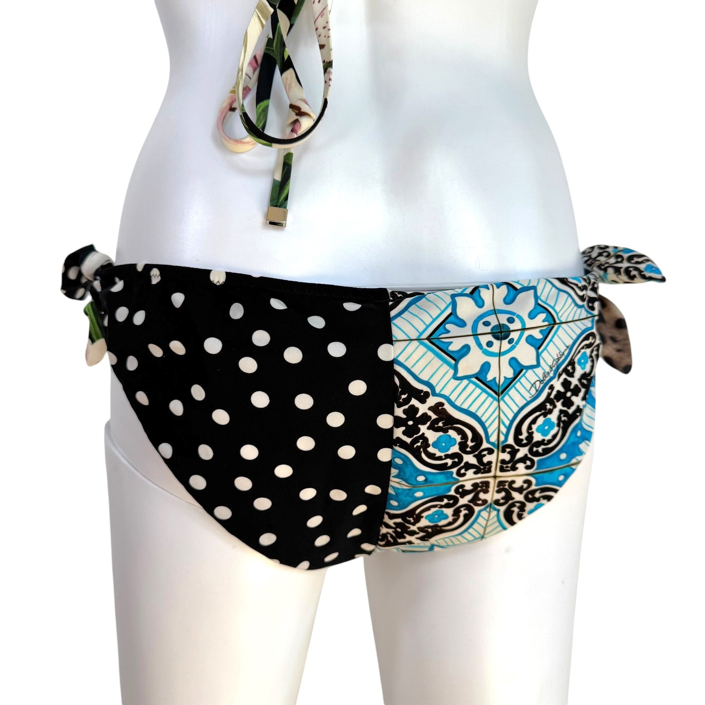 Dolce & Gabbana Leopard & Floral Print Triangle Tie Bikini Set