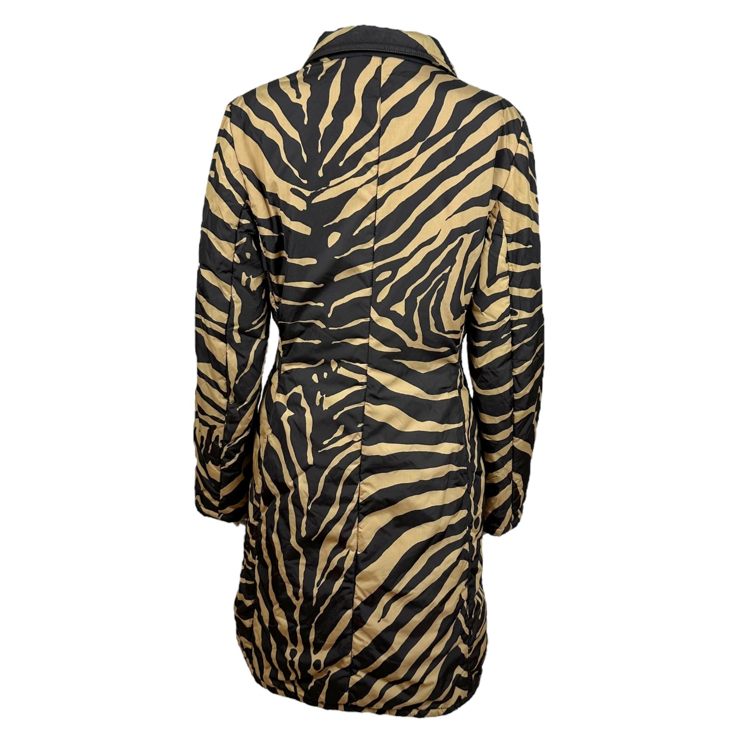 Dolce & Gabbana Brown Zebra Print Puffer Trench Coat