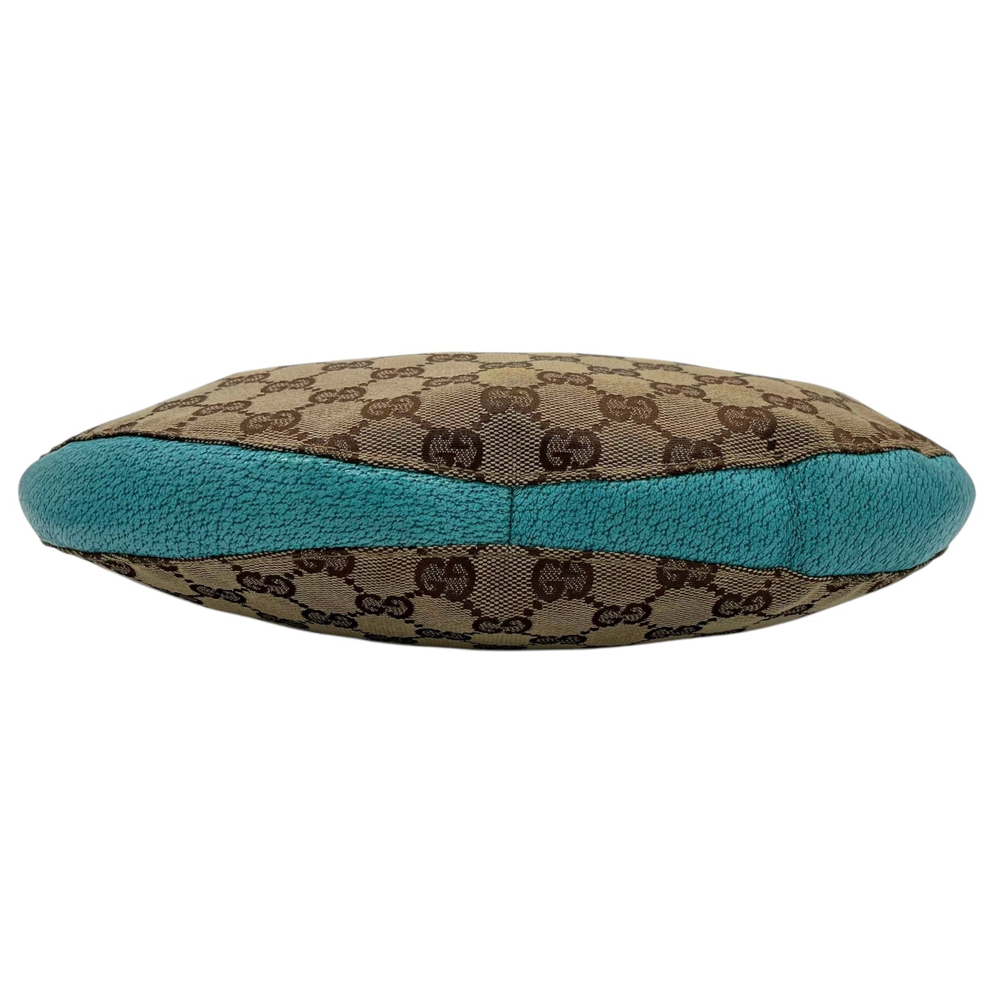 Gucci Teal & Tan Monogram Crescent Shoulder Bag