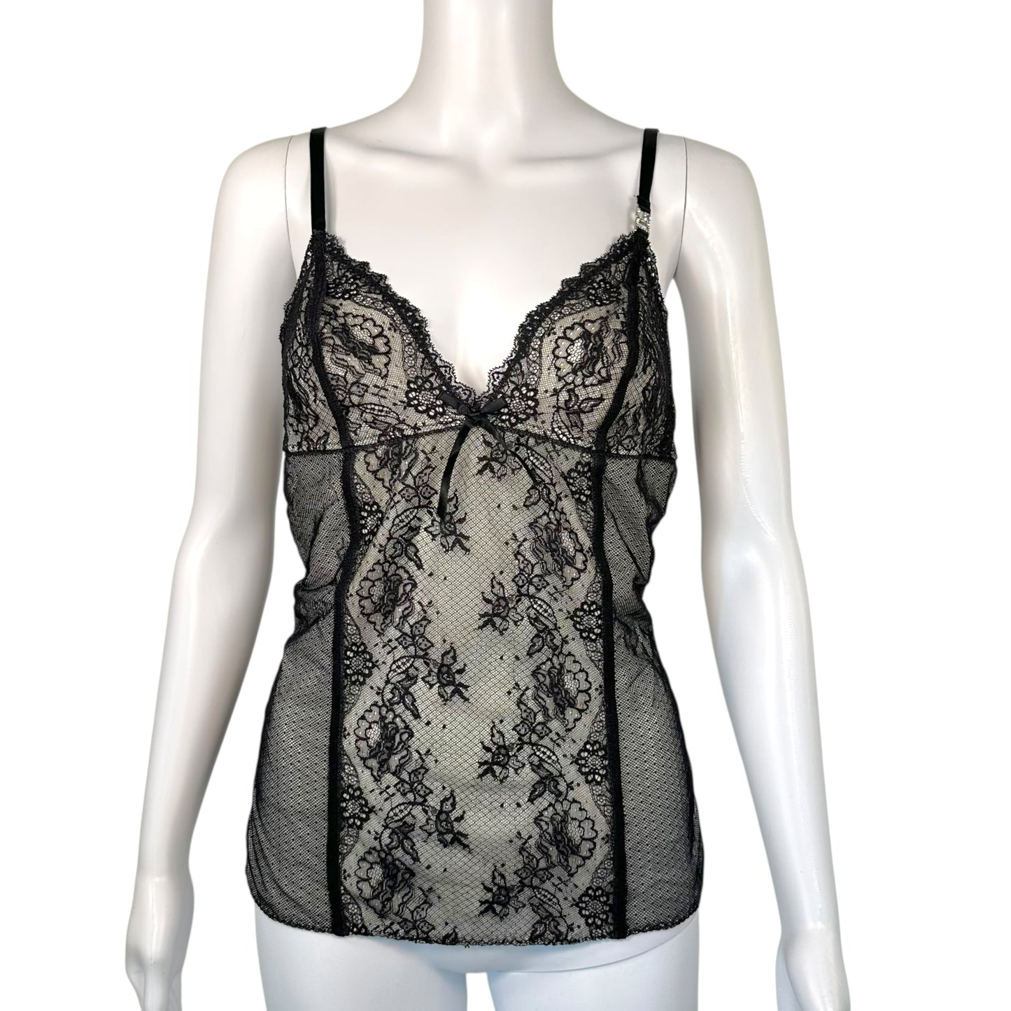 Dolce & Gabbana Underwear Lace Camisole Top w/ Logo Charm