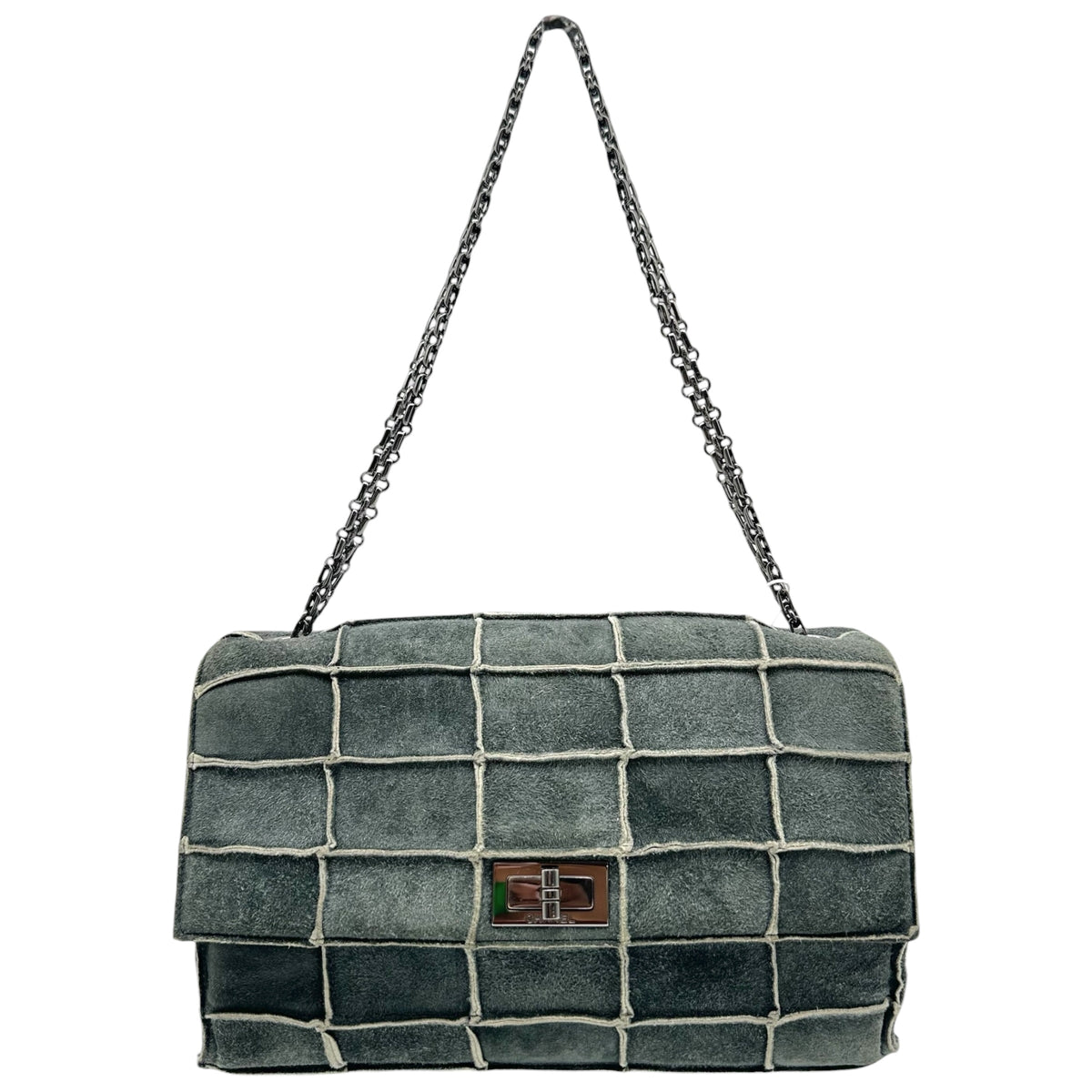 Chanel Gray Suede 2.55 Flap Shoulder Bag