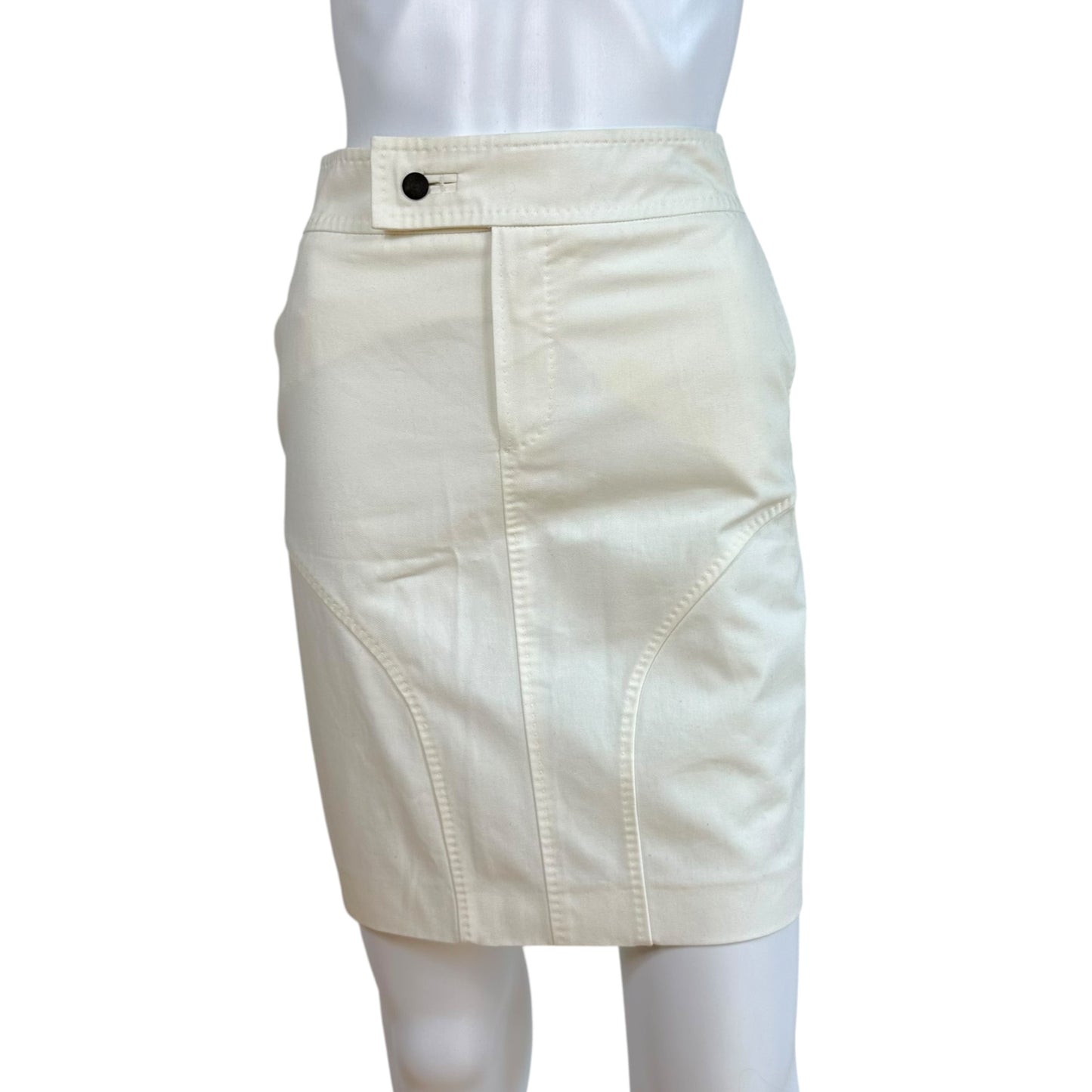 Gucci by Tom Ford S/S 2002 White Denim Jacket & Midi Skirt Set