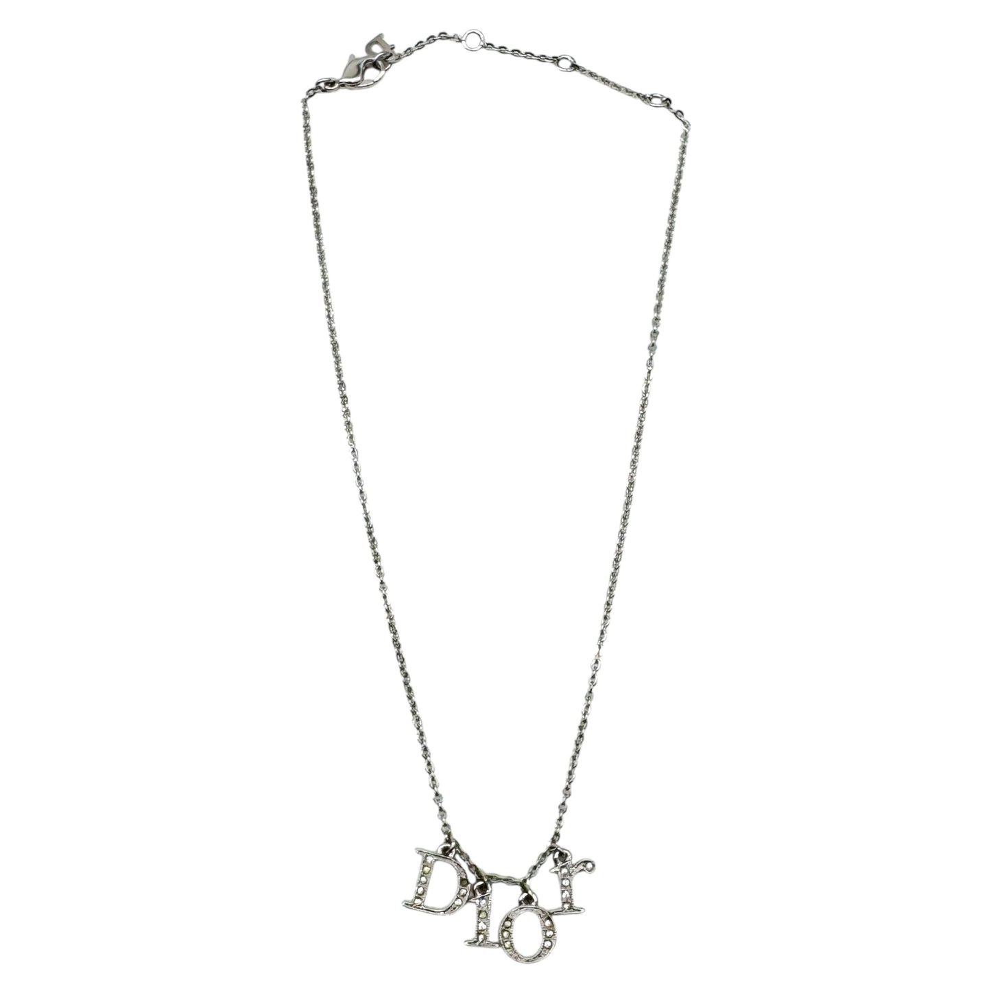 Christian Dior Silver Crystal Spell-Out Choker Necklace - Outfit Repeater