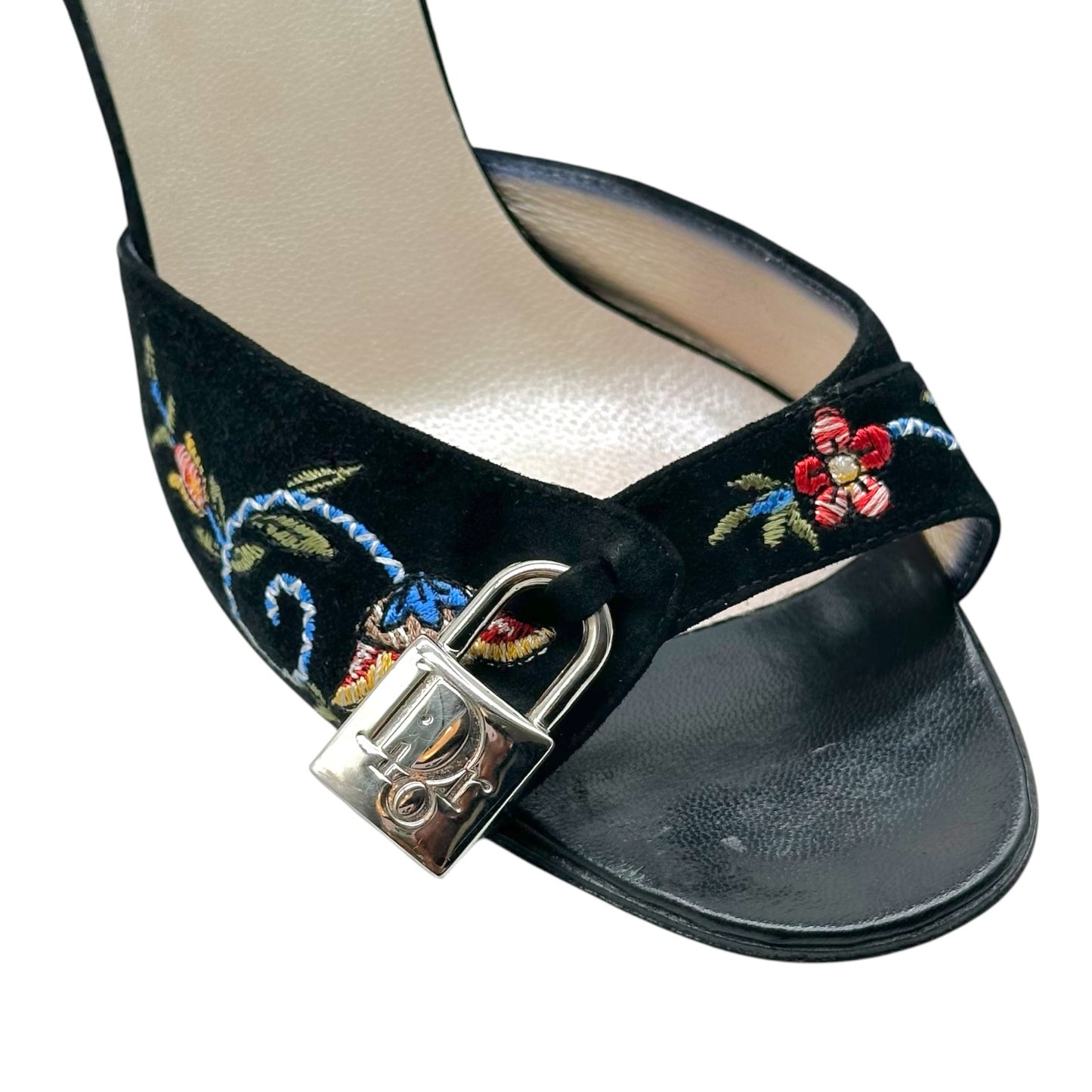Christian Dior S/S 2002 Koi & Floral Embroidered Kitten Heel Mules