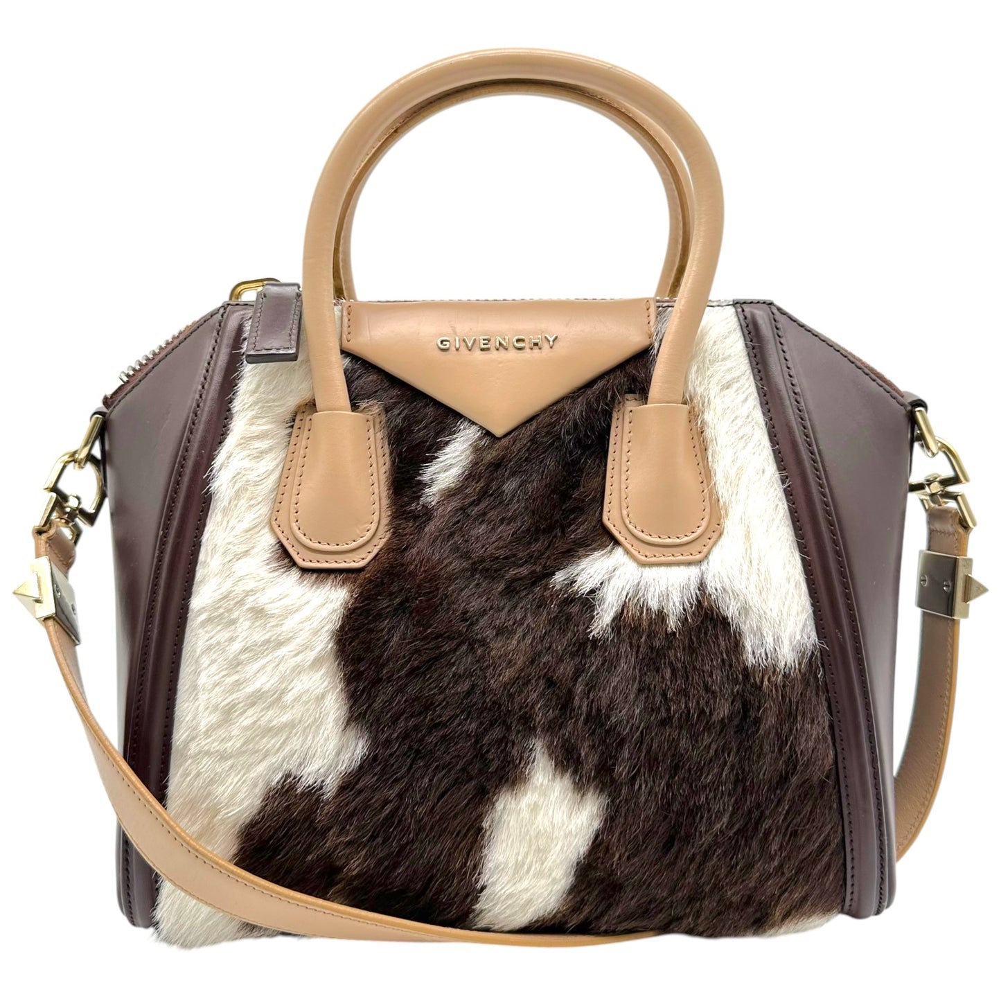 Givenchy Brown Cow Print Ponyhair Medium Antigona 2-Way Bag