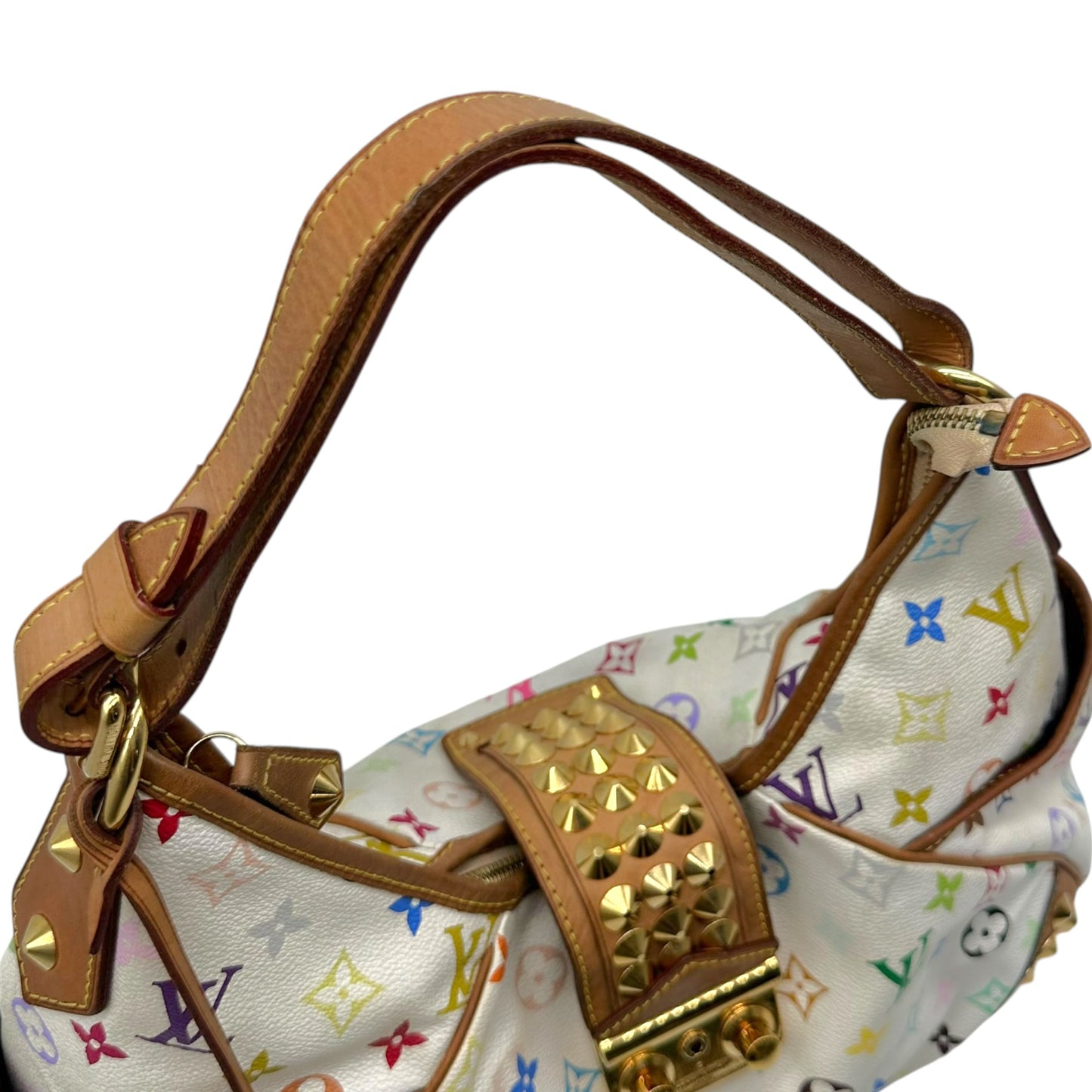 Louis Vuitton White Murakami Multicolor Studded Chrissie MM Hobo Bag