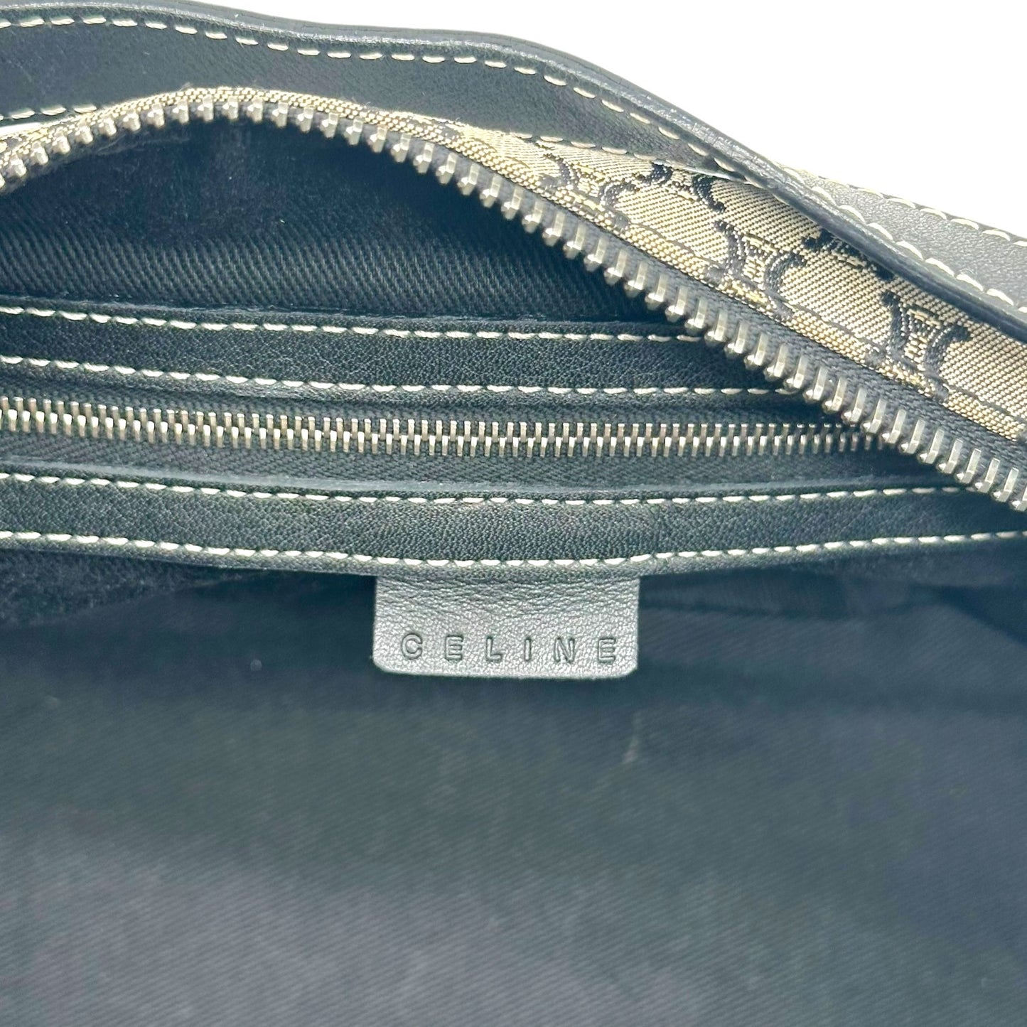 Celine Navy Blue Pochette Bag Triomphe Monogram