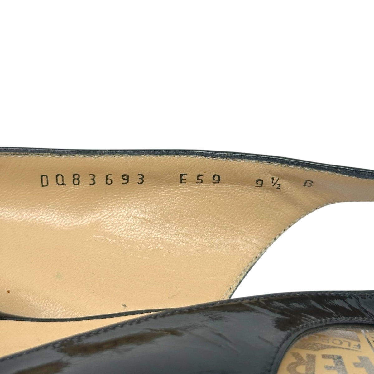 Salvatore Ferragamo Black Patent & Silver Kitten Heel Slingback Sandals