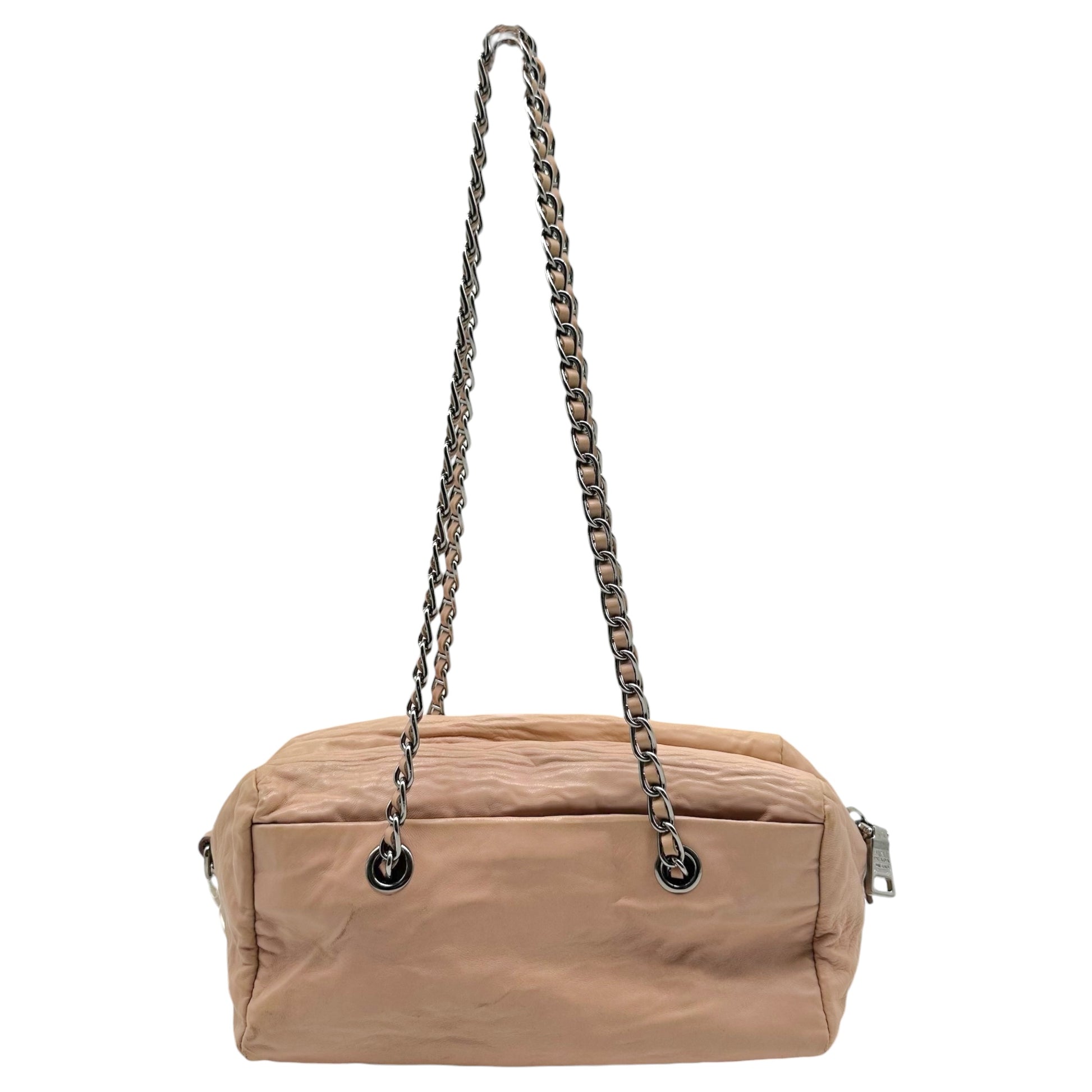 Prada Light Pink Leather East-West Shoulder Bag