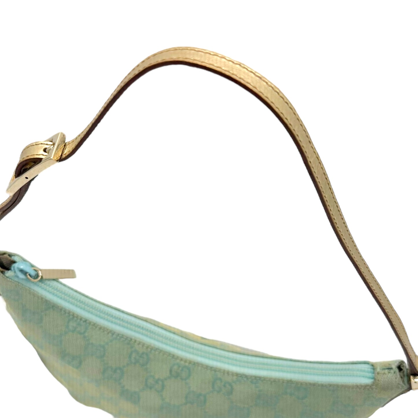 Gucci Light Blue & Gold Crescent Pochette Bag - Outfit Repeater