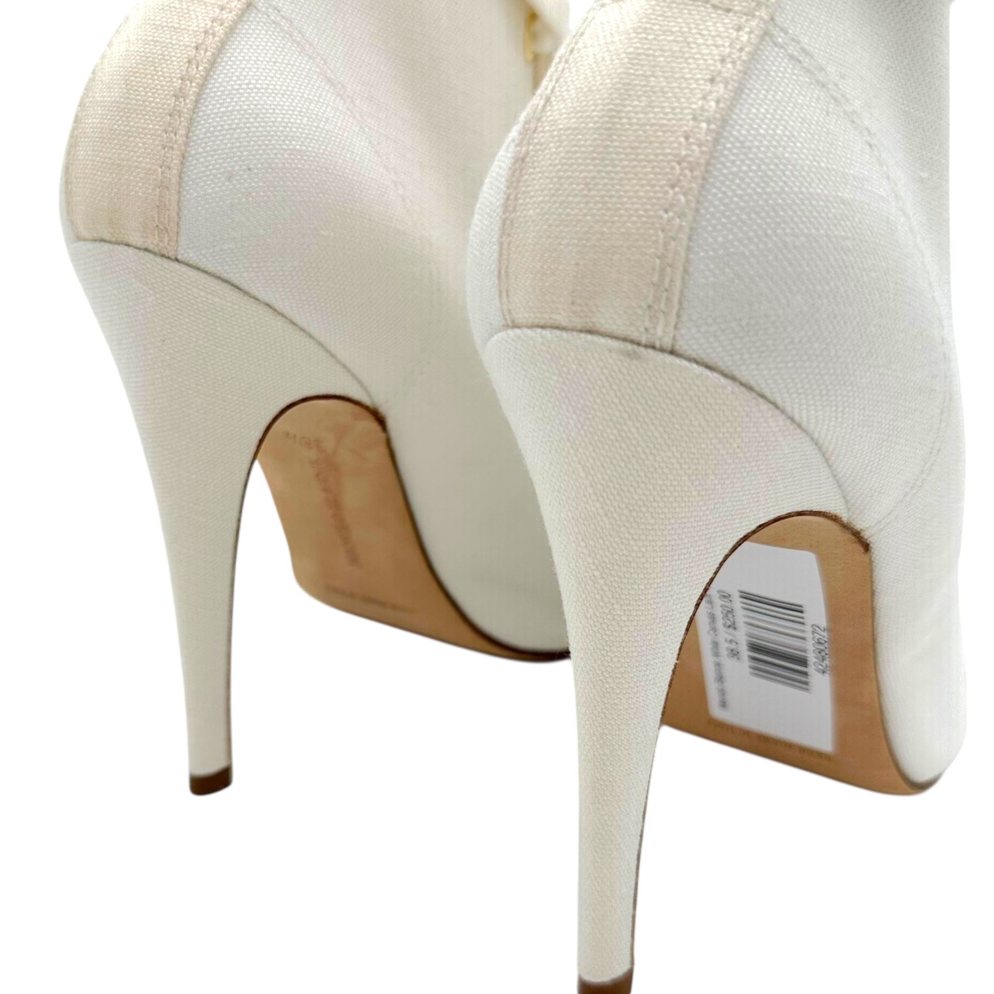 Manolo Blahnik White Canvas Lace Up 'Sneaker' Heels - Outfit Repeater