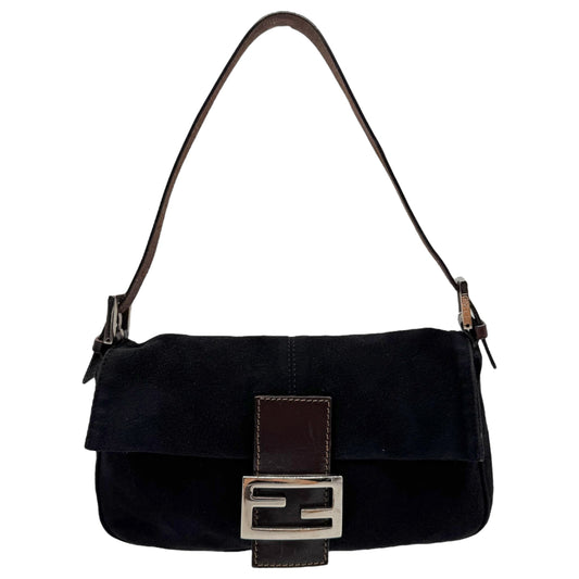 Fendi Black Suede & Brown Leather Baguette Bag - Outfit Repeater