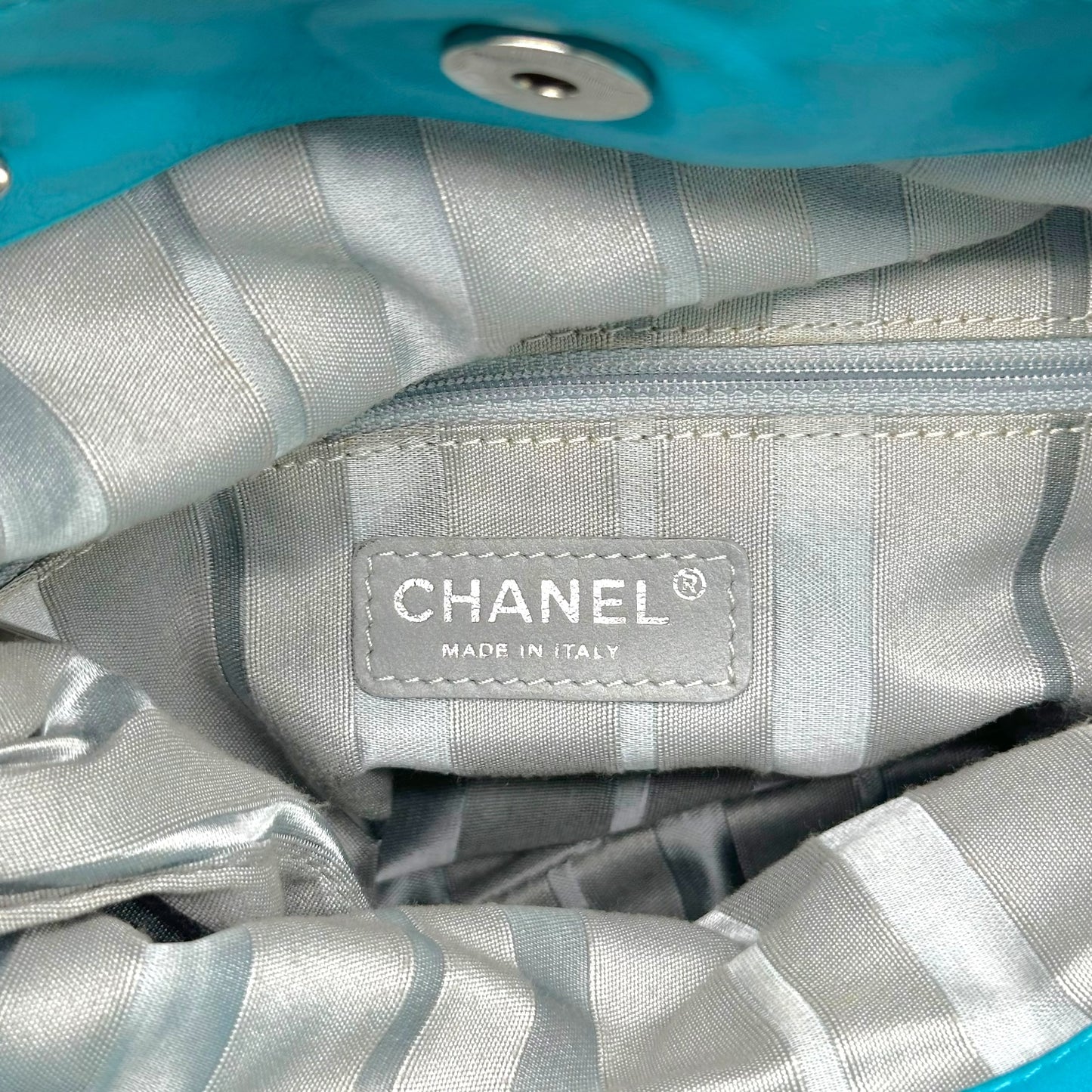 Chanel Teal Lambskin CC Logo Small Tote Bag 2008-09