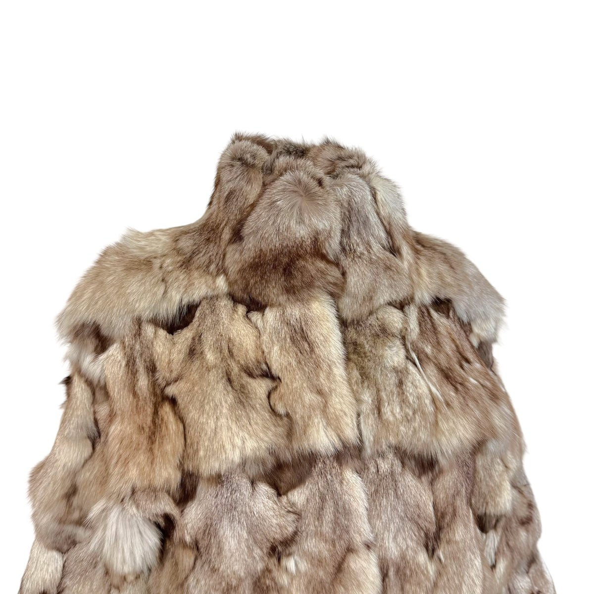 Epolene Fox Fur Coat Patchwork Design High Neck M