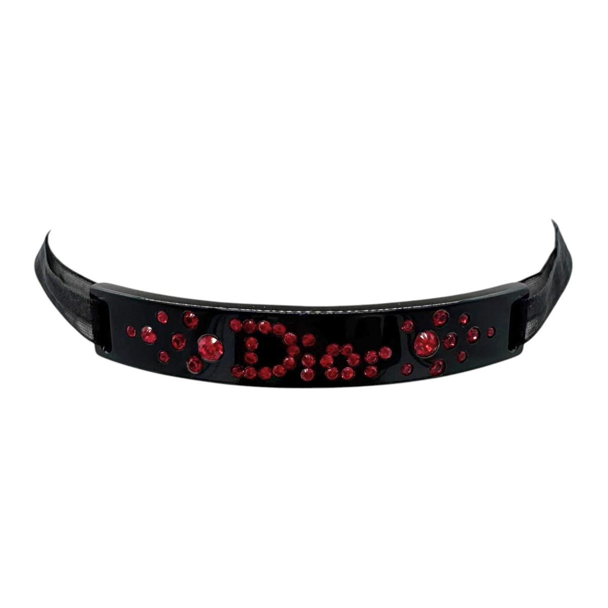 Christian Dior Black & Red Crystal Logo Choker Necklace