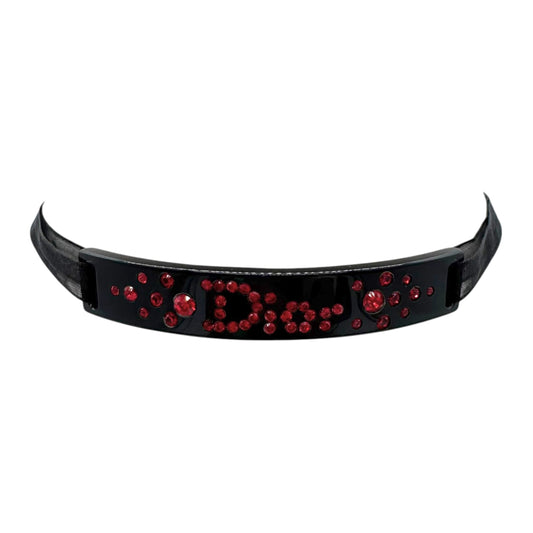 Christian Dior Choker Necklace Black Red Crystal Logo