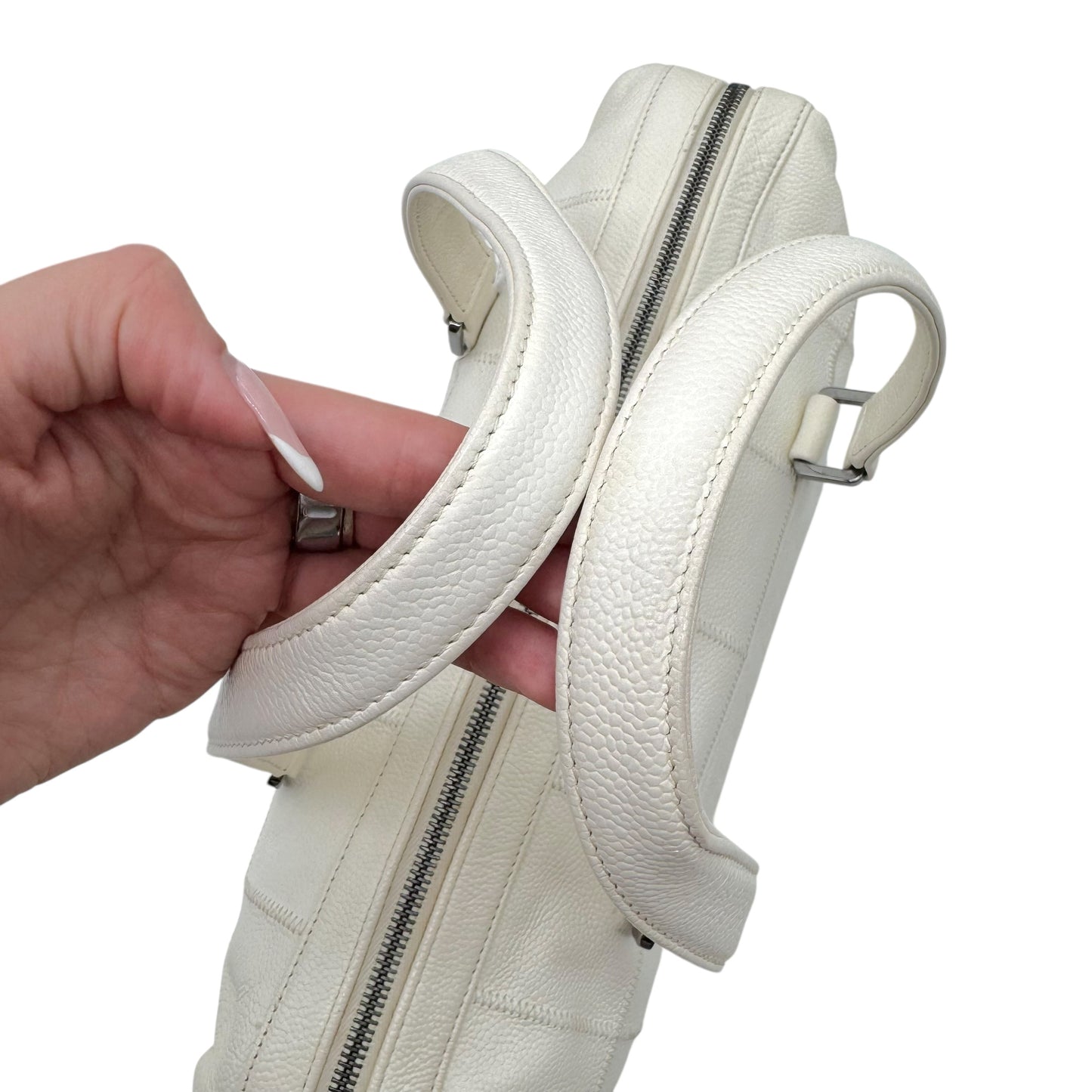 Chanel White Caviar Leather LAX East-West Shoulder Bag 2005-06