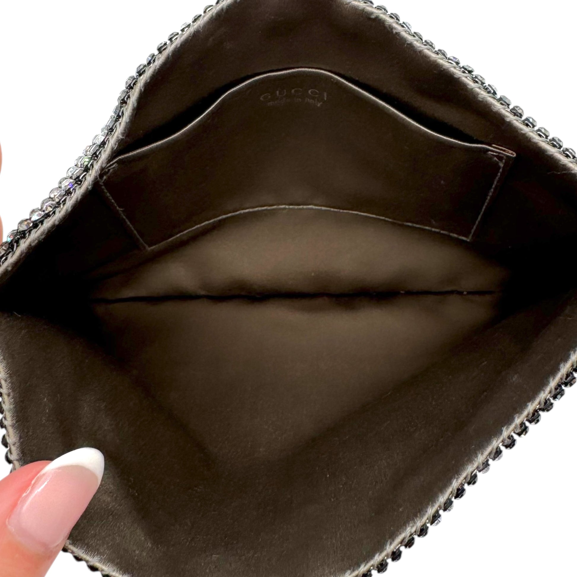 Gucci by Tom Ford S/S 1998 Silver Crystal & Silk Guccissima Mini Bag RARE - Outfit Repeater