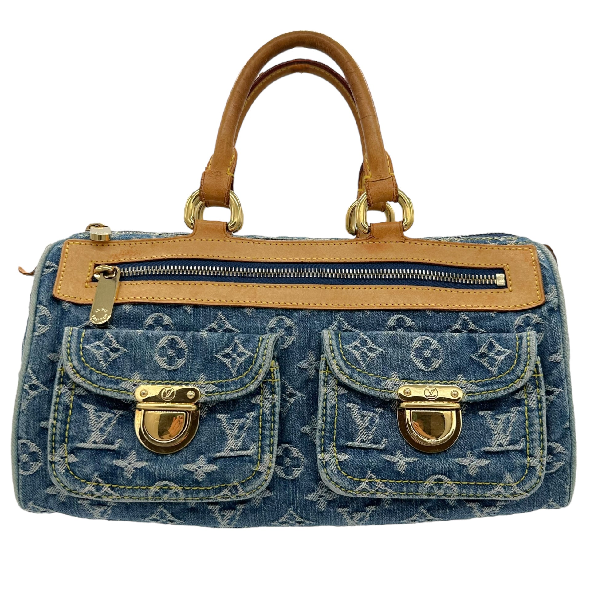 Louis Vuitton Blue Denim Speedy 25 Bag - Outfit Repeater