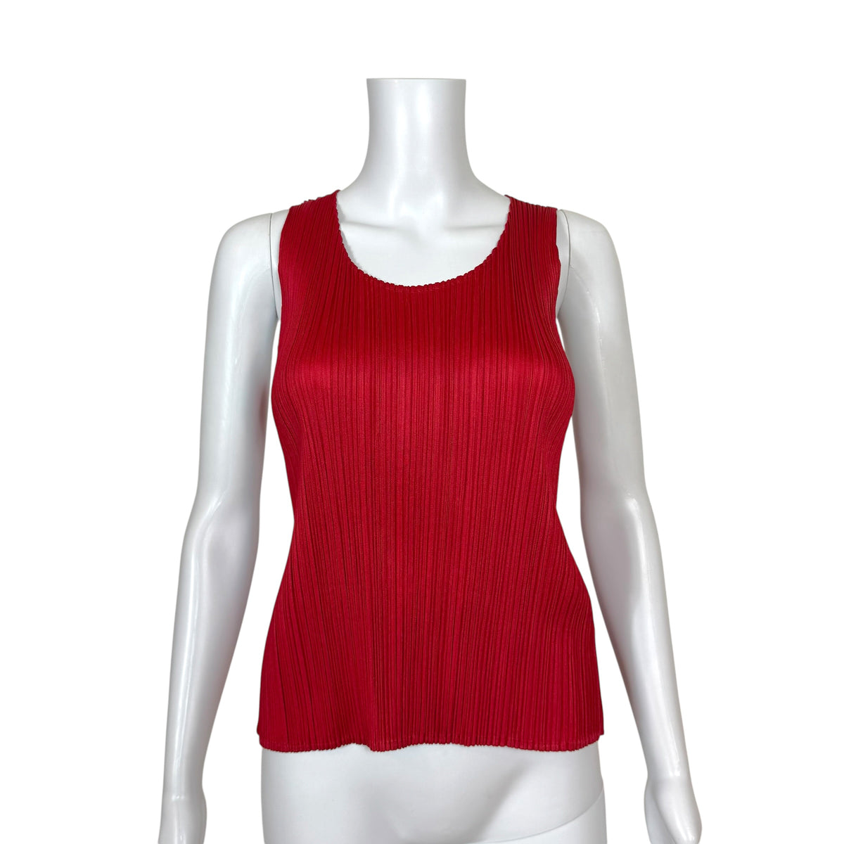 Issey Miyake Pleats Please Red Pleated Tank Top Sz 3