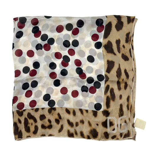 Dolce & Gabbana Large Silk Scarf Polka Dot Leopard Print