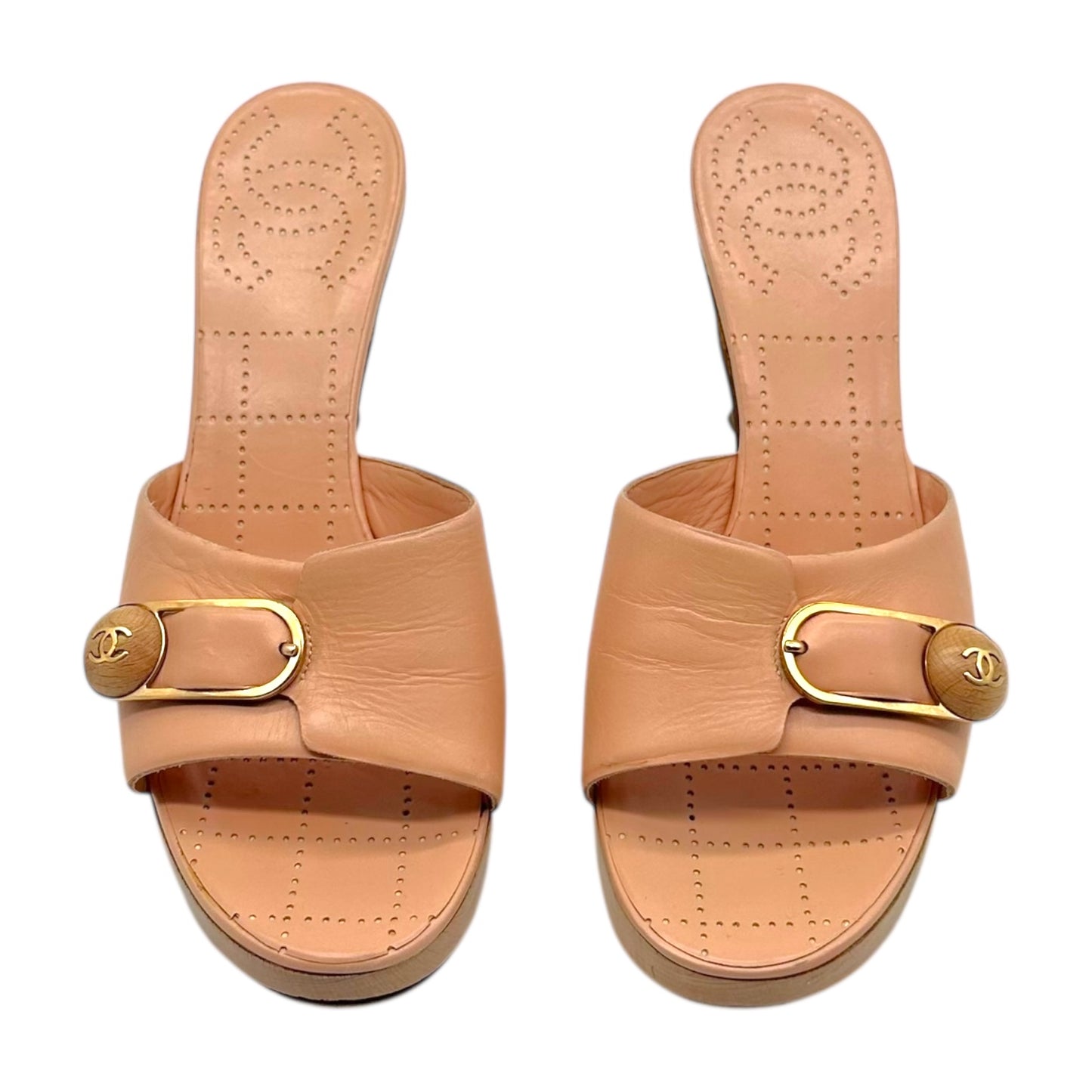 Chanel Light Pink Safety Pin Mule Heels